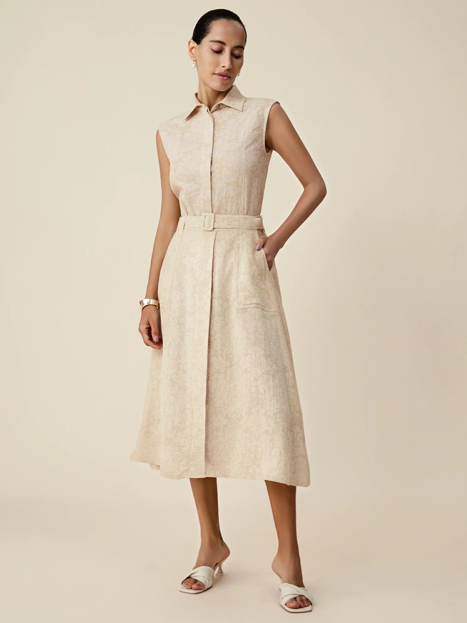 Levauro Pamuk ve Keten Jakarlı A Kesim Etek