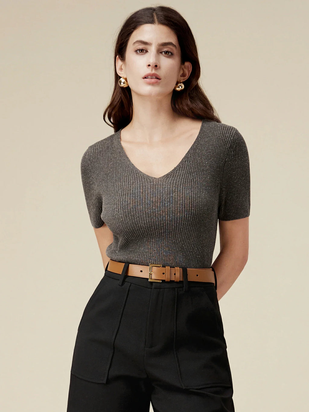 Levauro Keten ve Lyocell Slim Fit Günlük Basic Üst