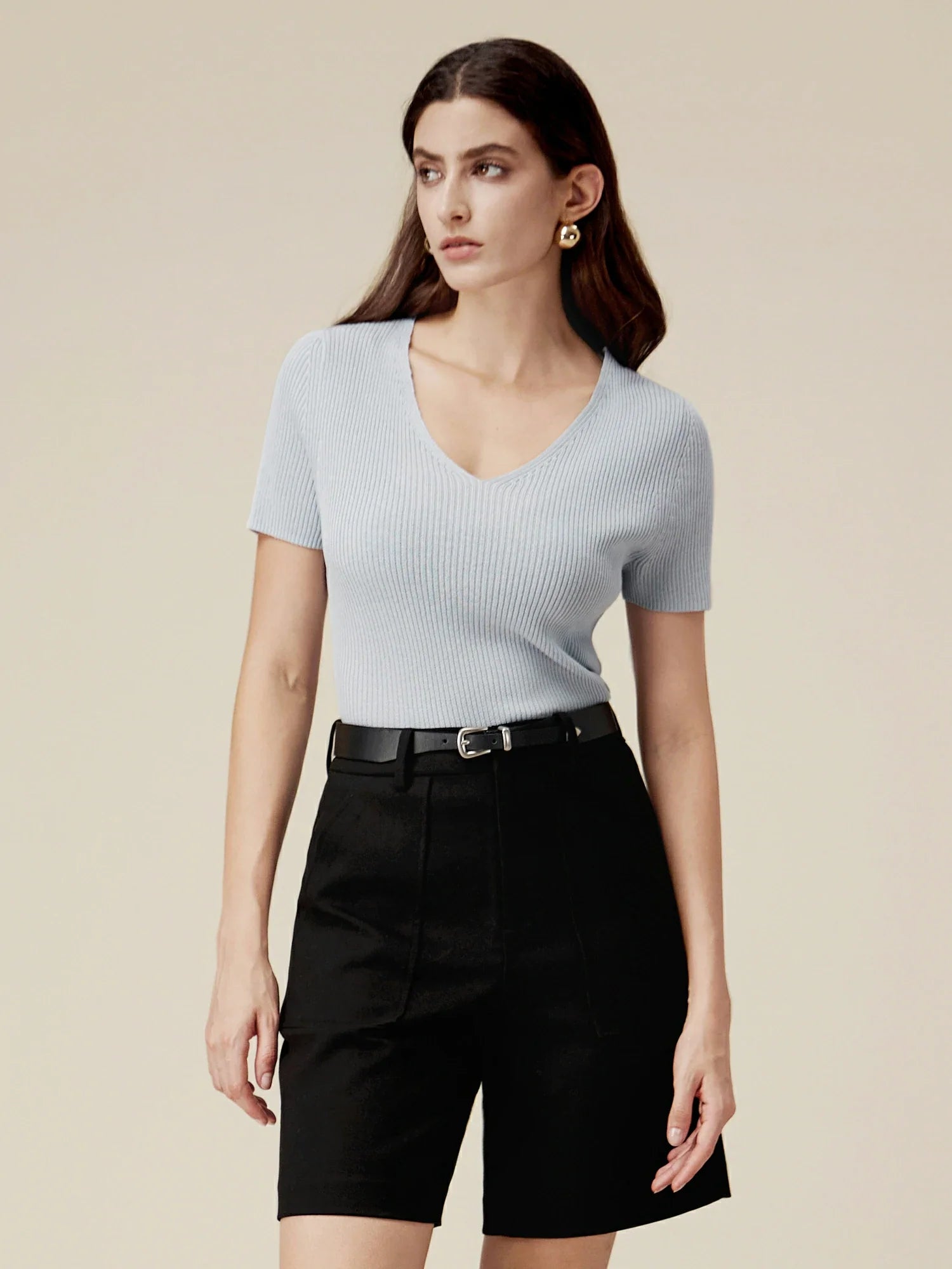 Levauro Keten ve Lyocell Slim Fit Günlük Basic Üst