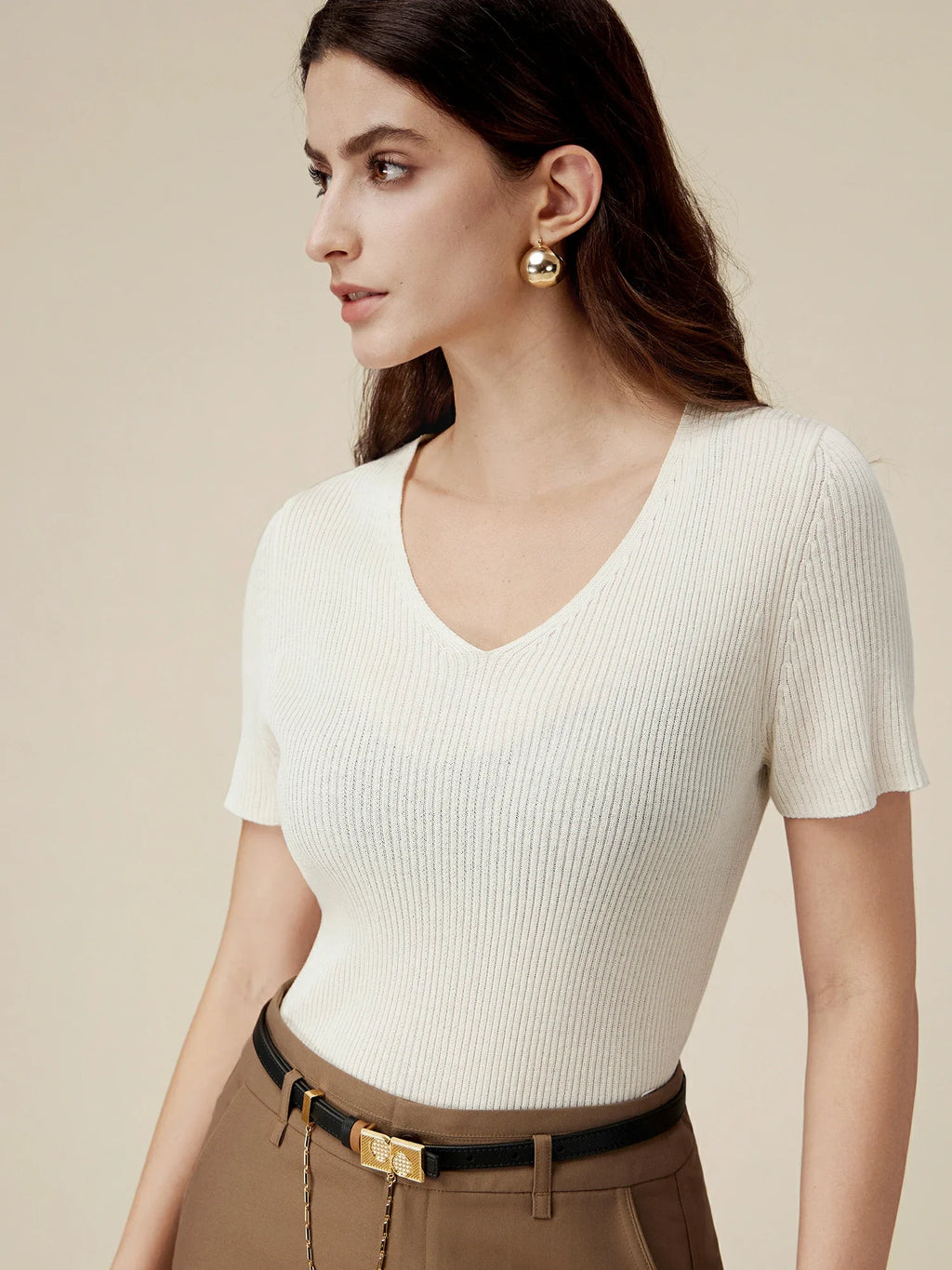 Levauro Keten ve Lyocell Slim Fit Günlük Basic Üst