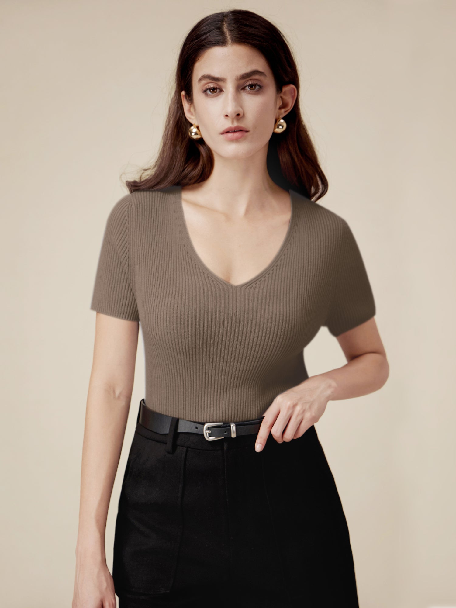 Levauro Keten ve Lyocell Slim Fit Günlük Basic Üst