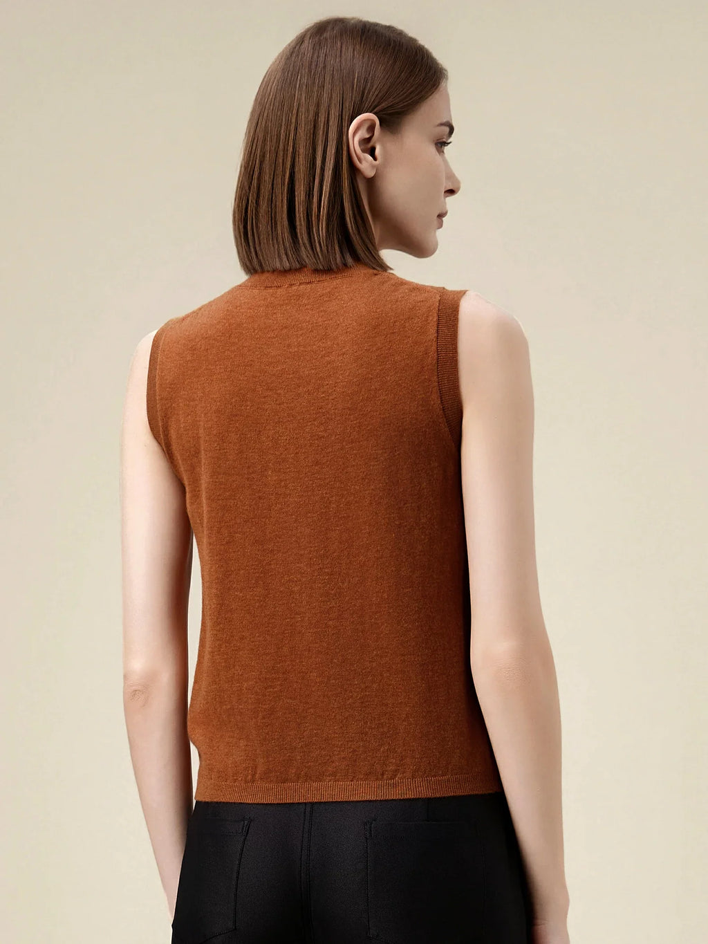 Levauro Yün Balıkçı Yaka Kolsuz Kazak Yelek Üst