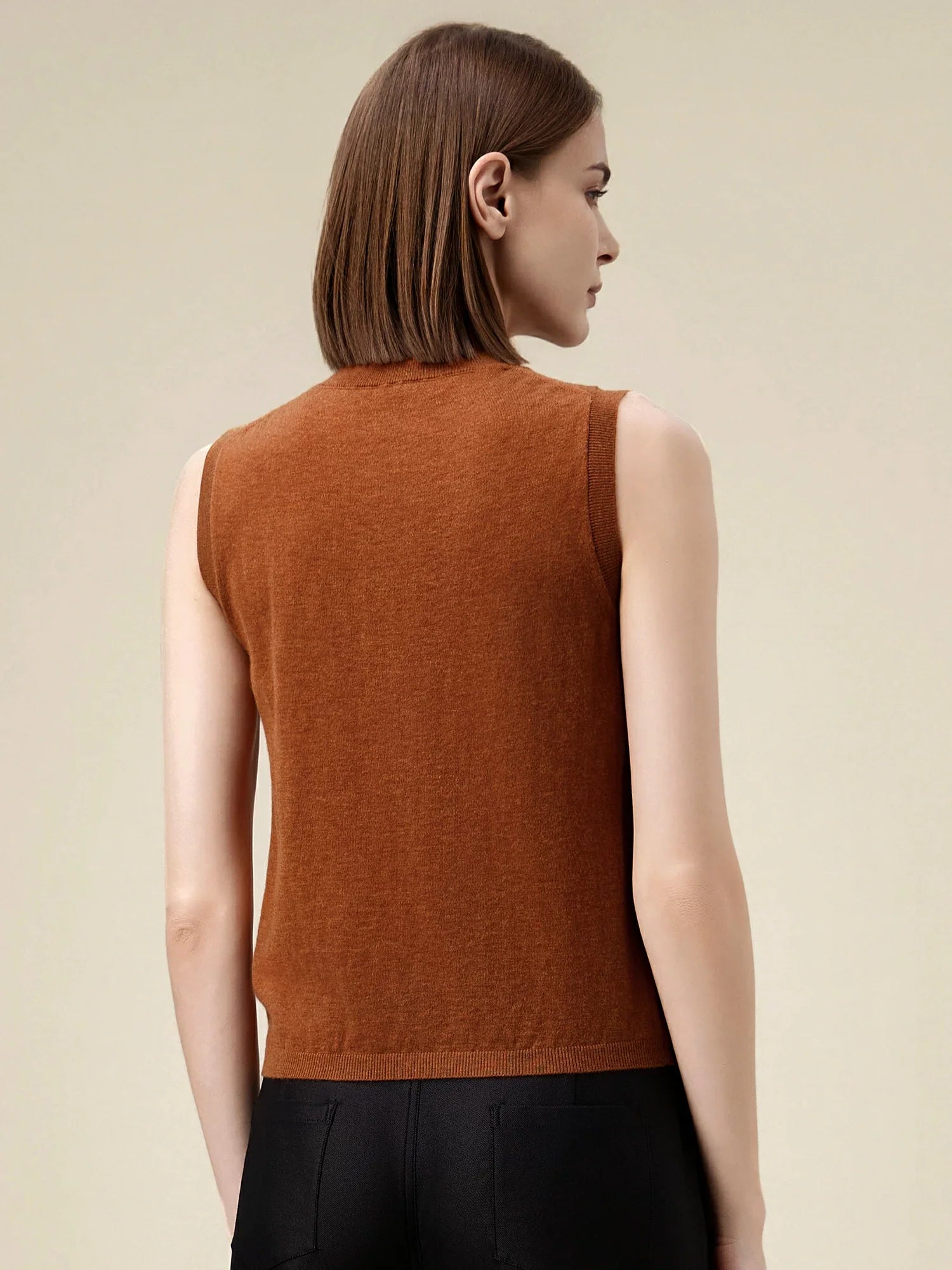 Levauro Yün Balıkçı Yaka Kolsuz Kazak Yelek Üst