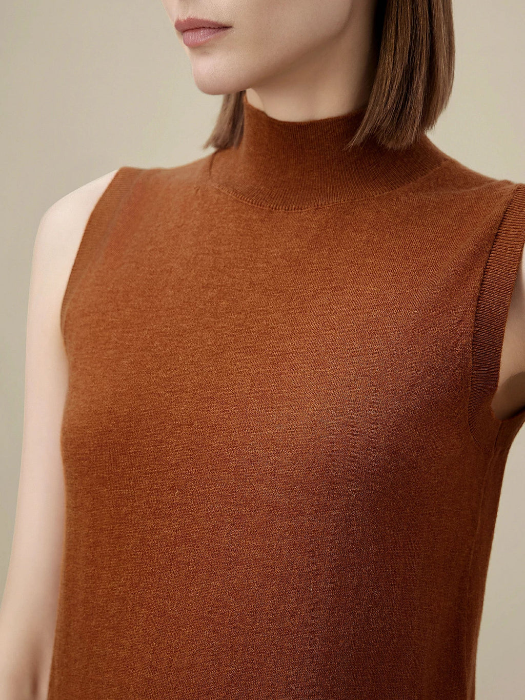 Levauro Yün Balıkçı Yaka Kolsuz Kazak Yelek Üst