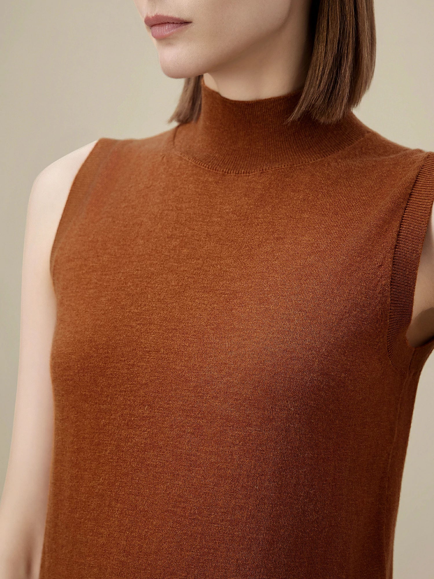 Levauro Yün Balıkçı Yaka Kolsuz Kazak Yelek Üst