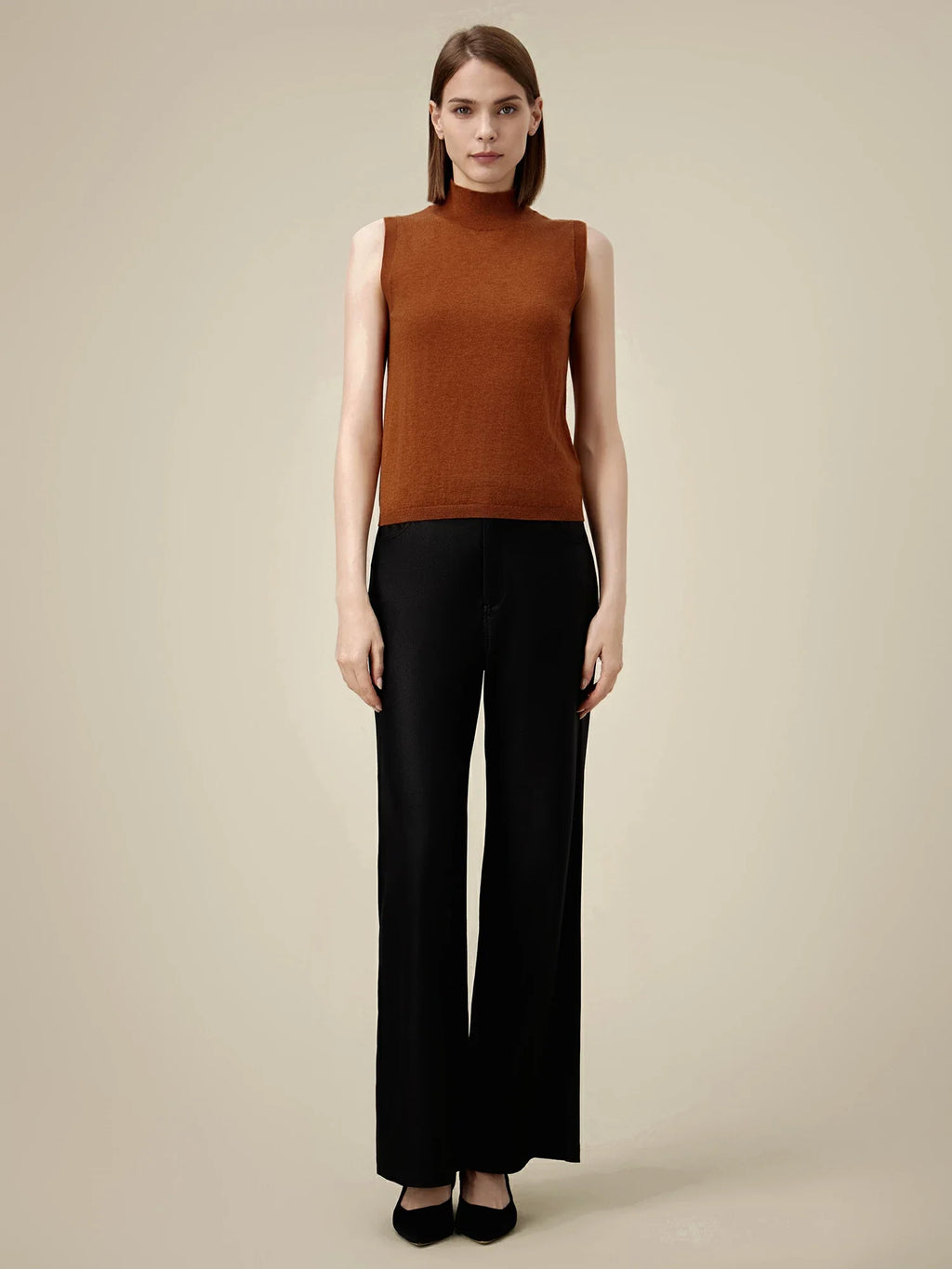 Levauro Yün Balıkçı Yaka Kolsuz Kazak Yelek Üst