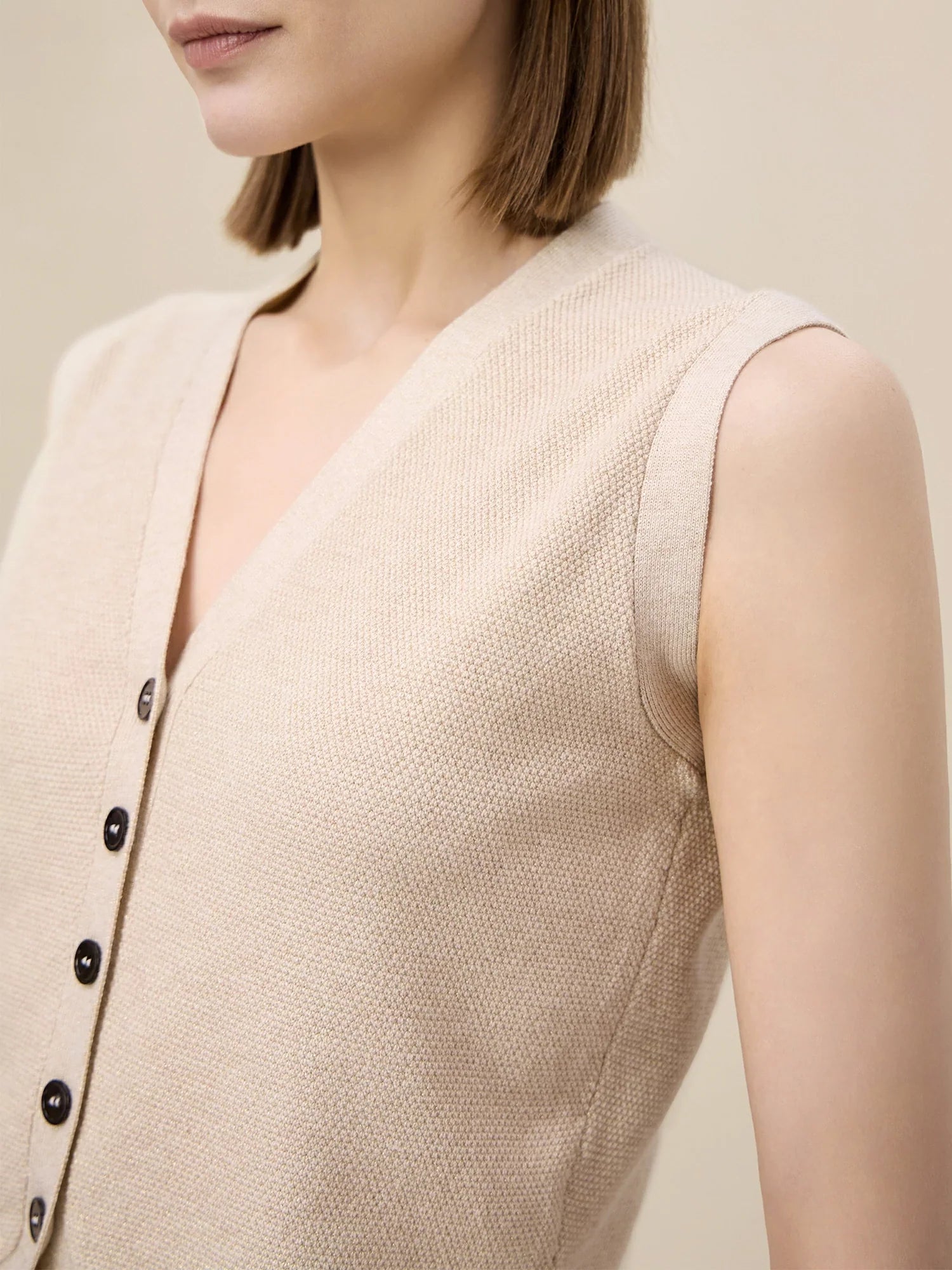 Levauro Yün Altın Gümüş İplik Kazak Yelek