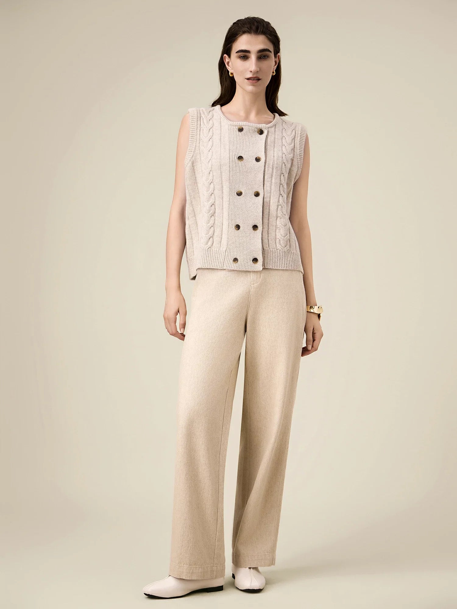 Levauro %100 Yün Kruvaze Kolsuz Kazak Yelek