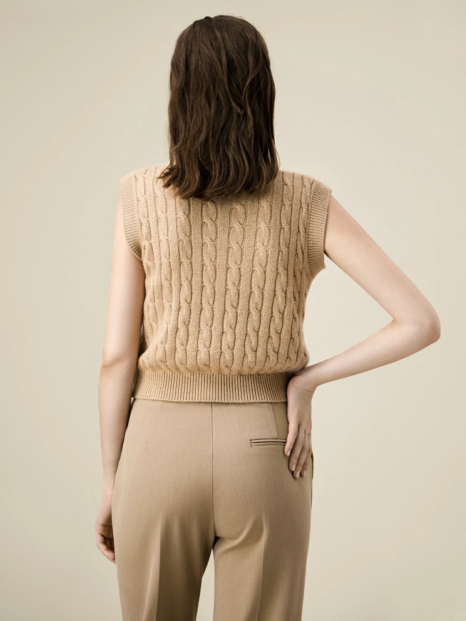 Levauro Kadın Yün Kolsuz Payetli Örme Yelek