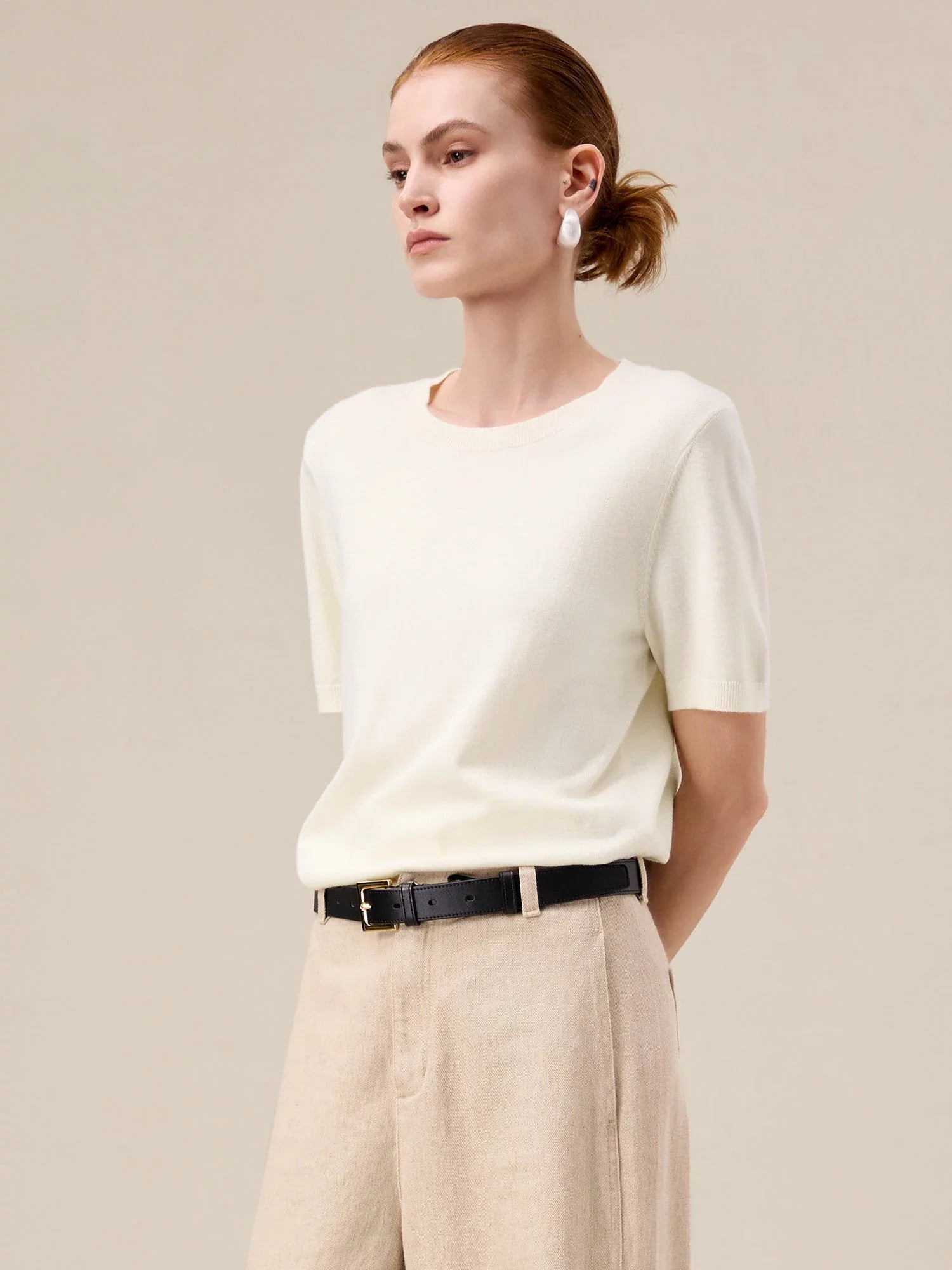 Levauro Yün Kısa Kollu Kazak Tişört