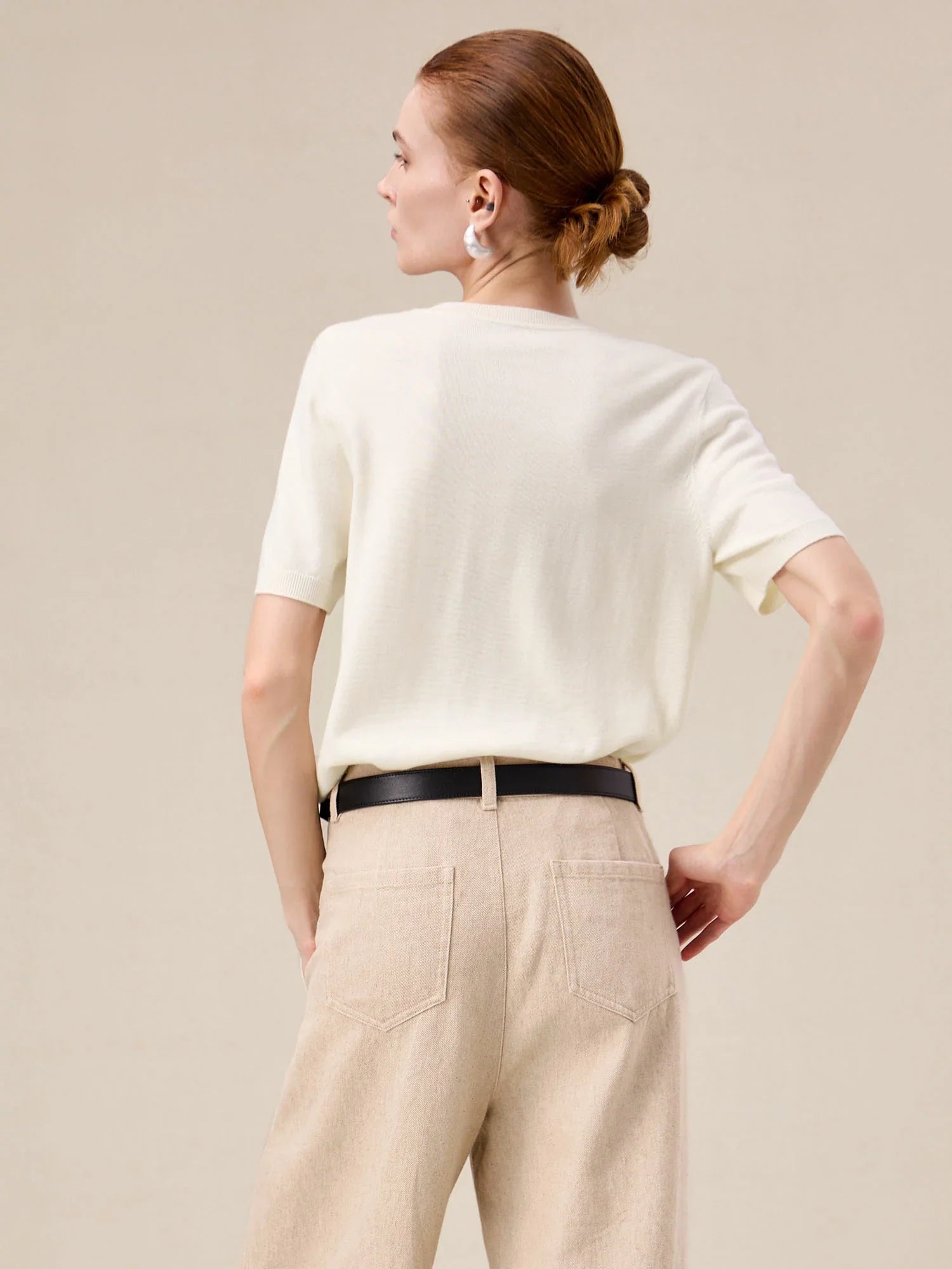 Levauro Yün Kısa Kollu Kazak Tişört