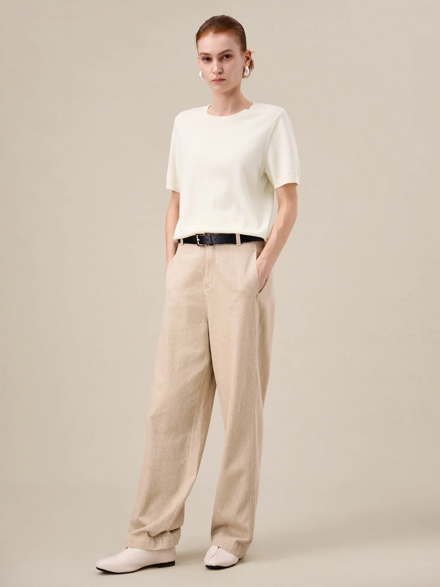 Levauro Yün Kısa Kollu Kazak Tişört