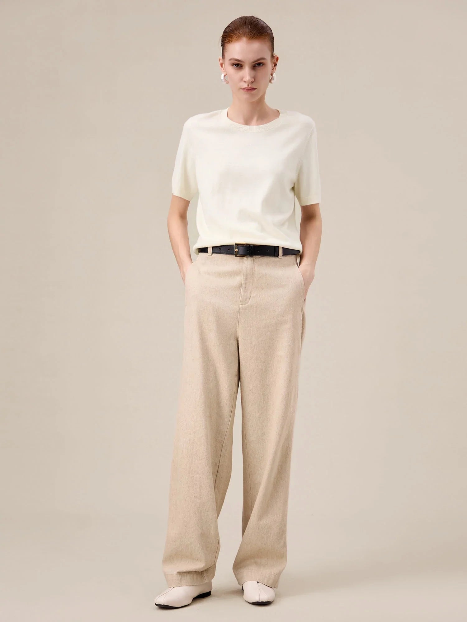 Levauro Yün Kısa Kollu Kazak Tişört