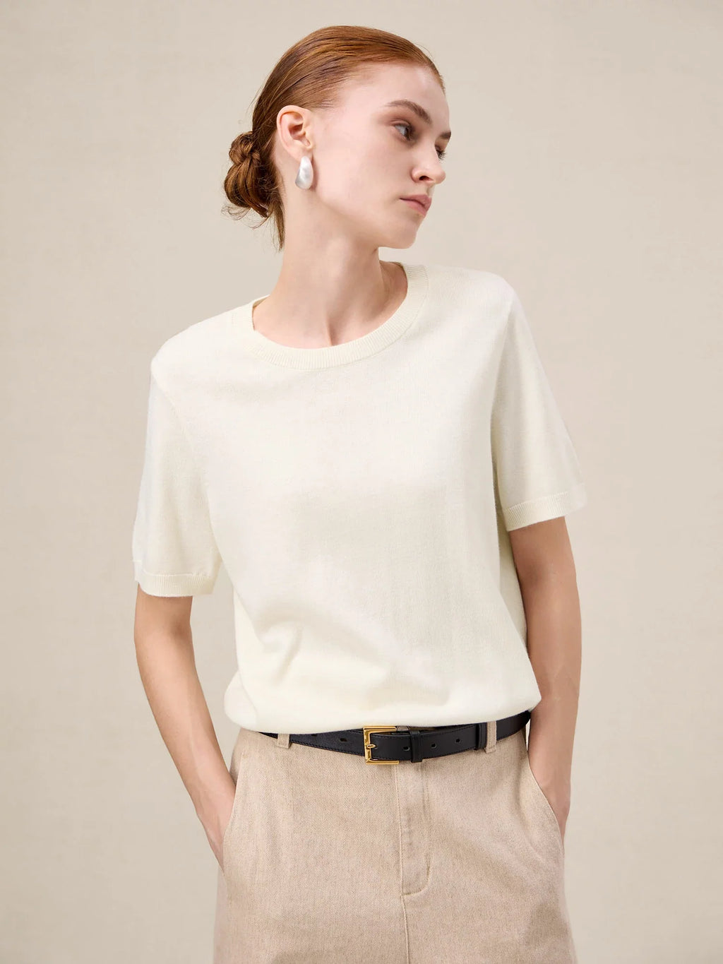 Levauro Yün Kısa Kollu Kazak Tişört