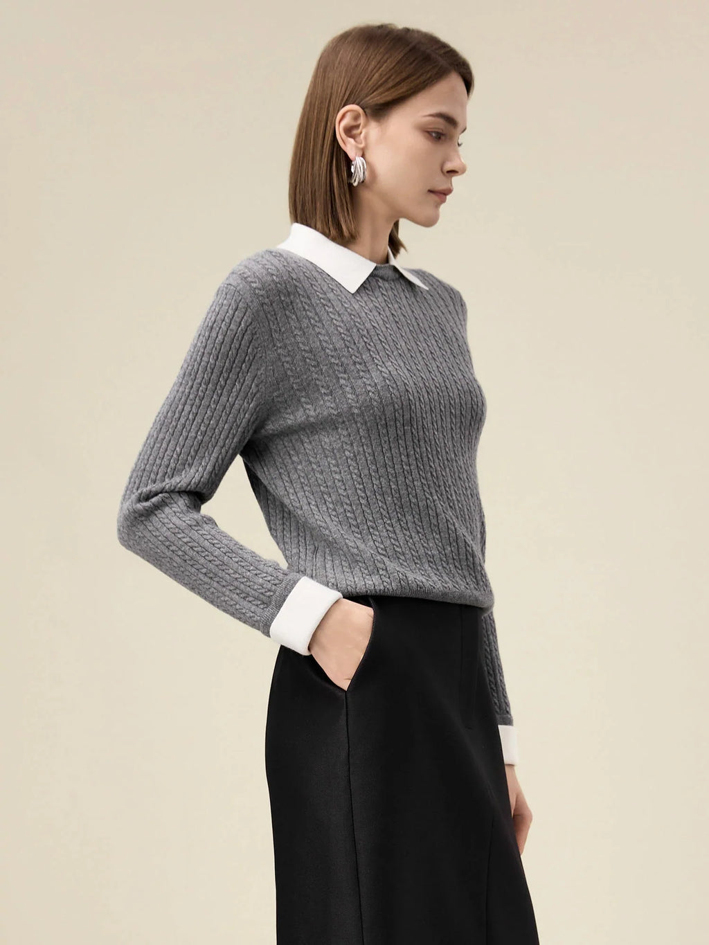 Levauro Kadın %100 Yün Yaka Örgü Kazak