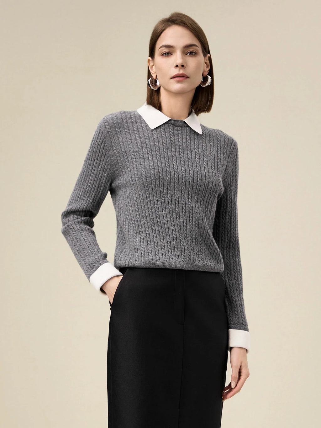 Levauro Kadın %100 Yün Yaka Örgü Kazak