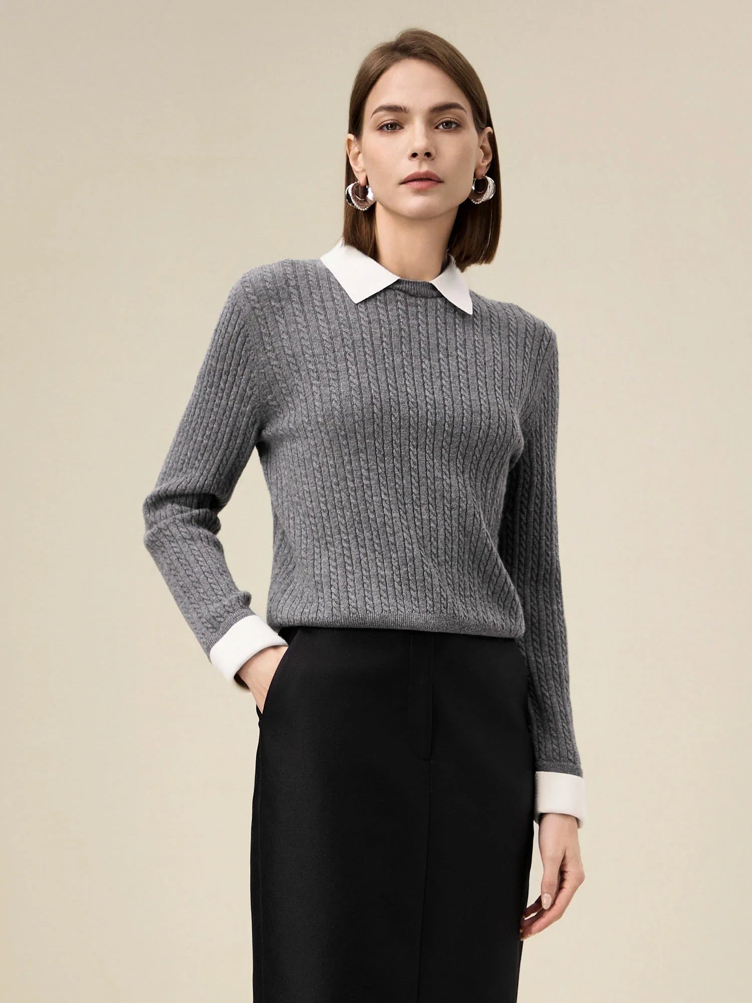 Levauro Kadın %100 Yün Yaka Örgü Kazak