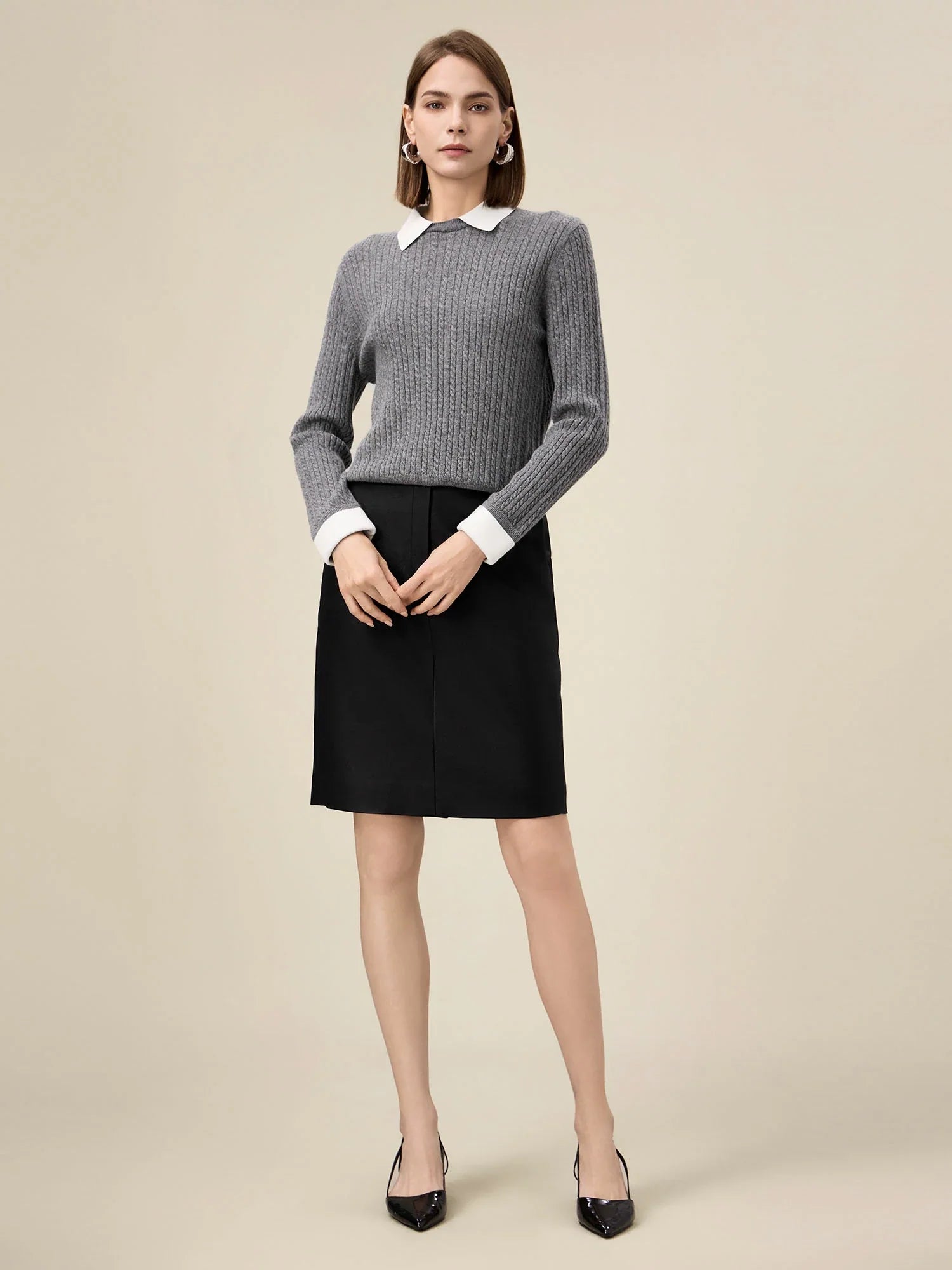 Levauro Kadın %100 Yün Yaka Örgü Kazak