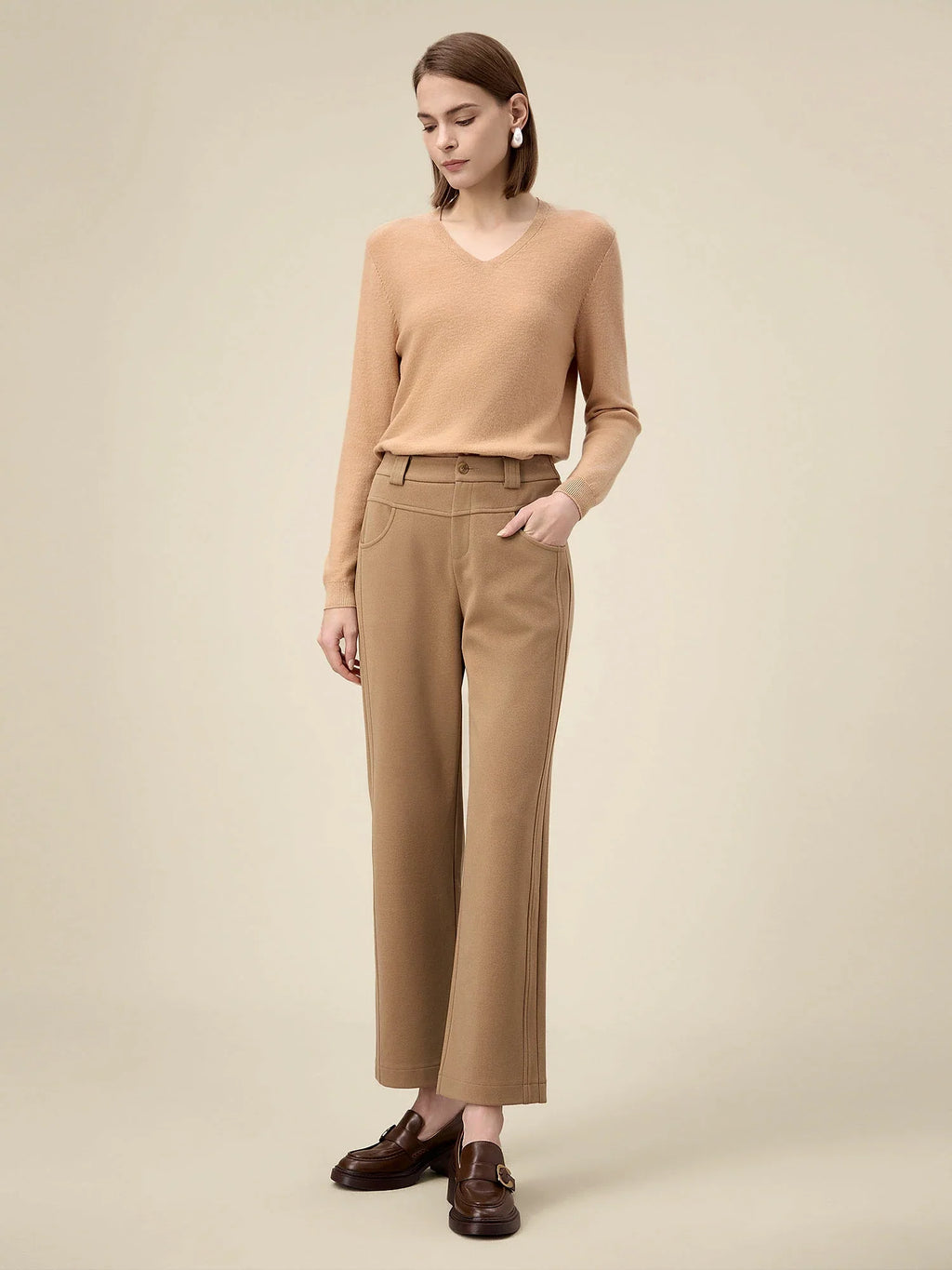 Levauro Kadınlar İçin %100 Yün Basit Örgü Kazak