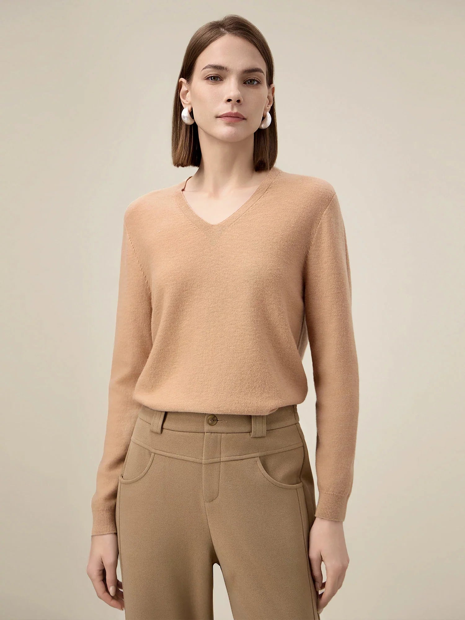 Levauro Kadınlar İçin %100 Yün Basit Örgü Kazak