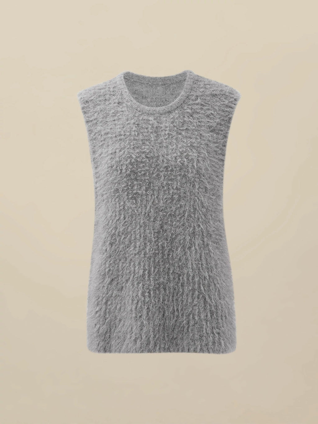 Levauro Kadın Yuvarlak Yaka Kolsuz Peluş Örgü Yelek