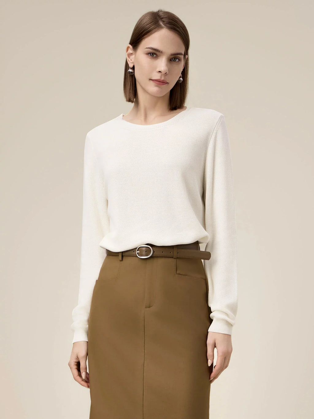 Levauro Kadın %100 Lyocell Jakarlı Örgü Kazak