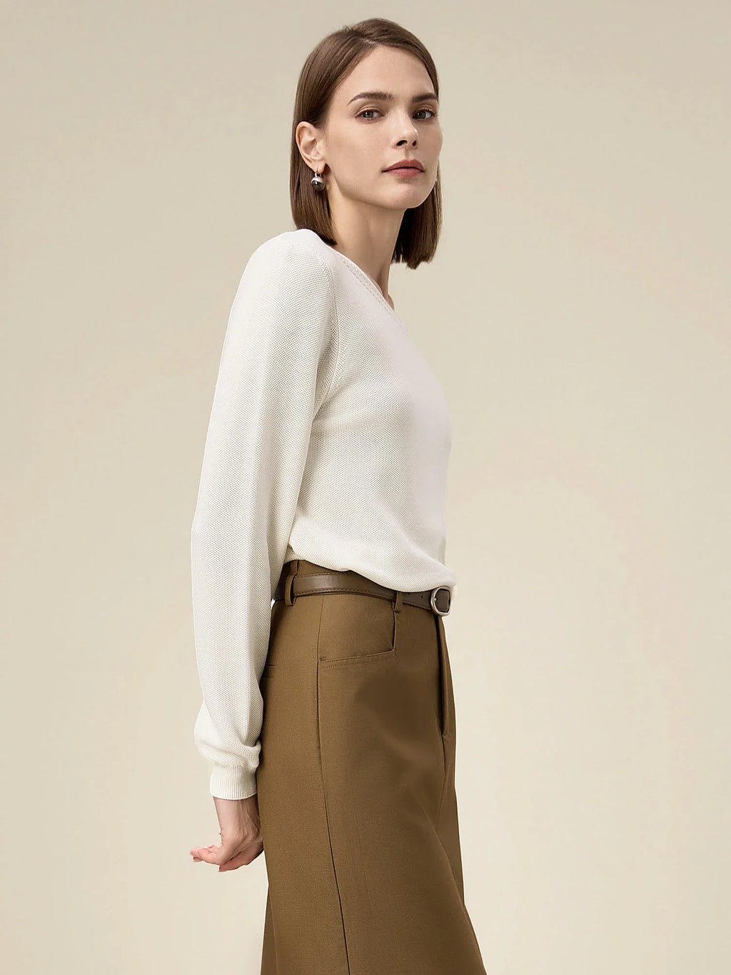 Levauro Kadın %100 Lyocell Jakarlı Örgü Kazak