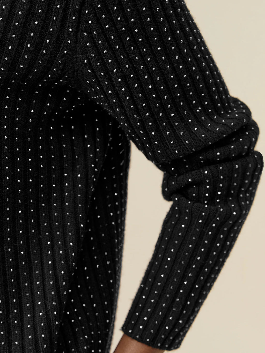 Levauro %100 Yün Balıkçı Yaka Uzun Kollu Taşlı Kazak