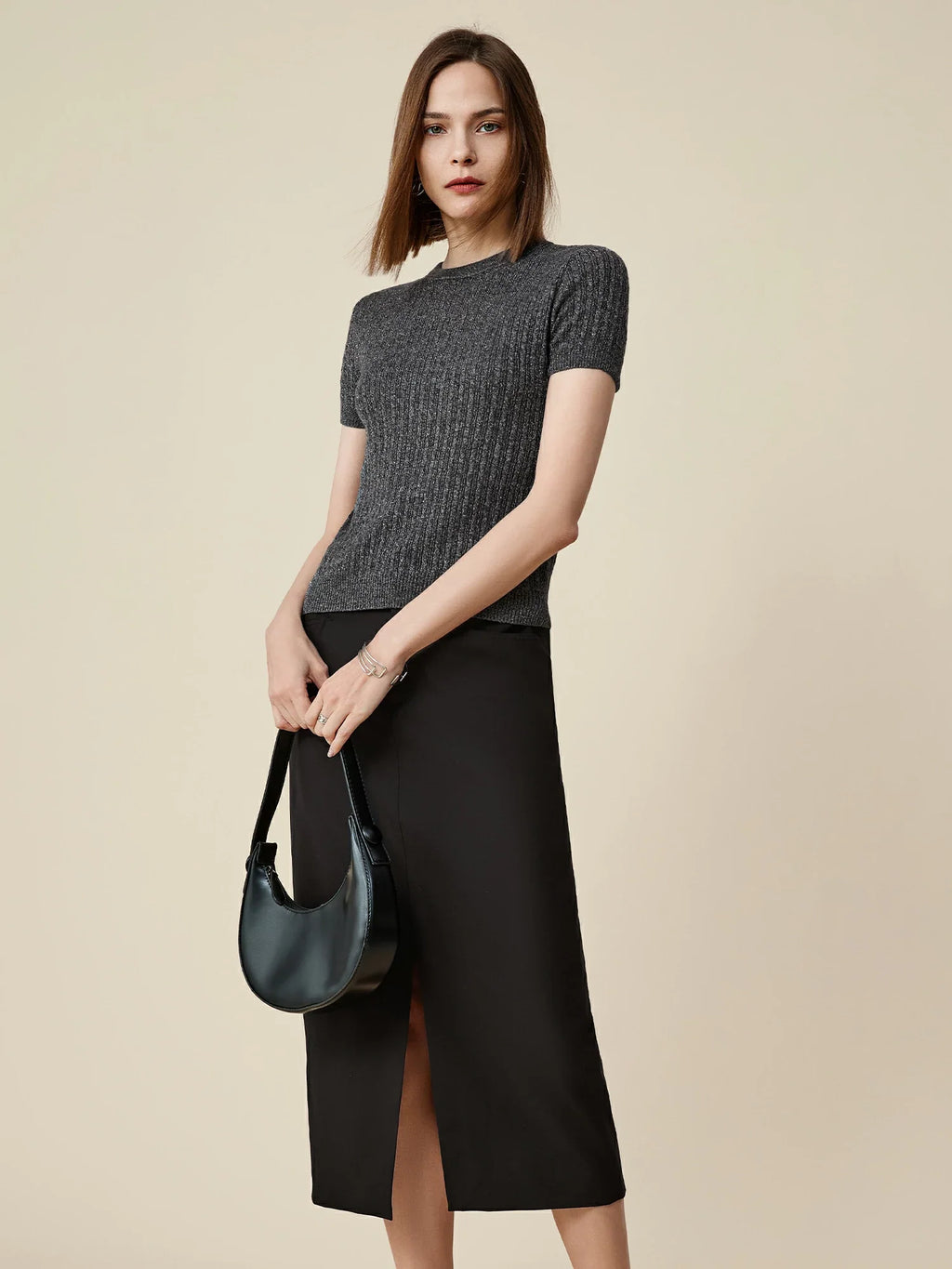 Levauro Yün Kısa Kollu Payetli Örme Tişört