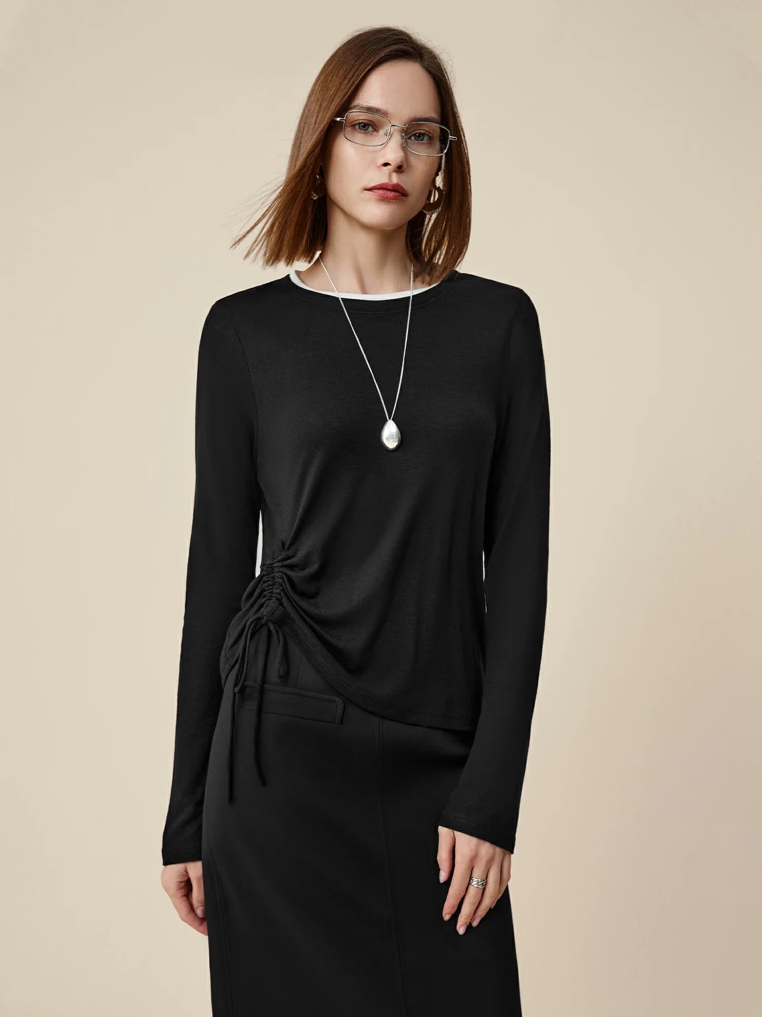 Levauro Lyocell ve Yünlü Bağcıklı Tişört