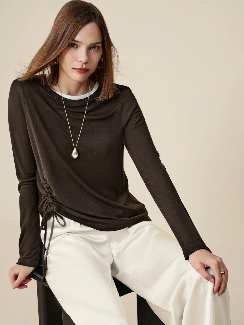 Levauro Lyocell ve Yünlü Bağcıklı Tişört