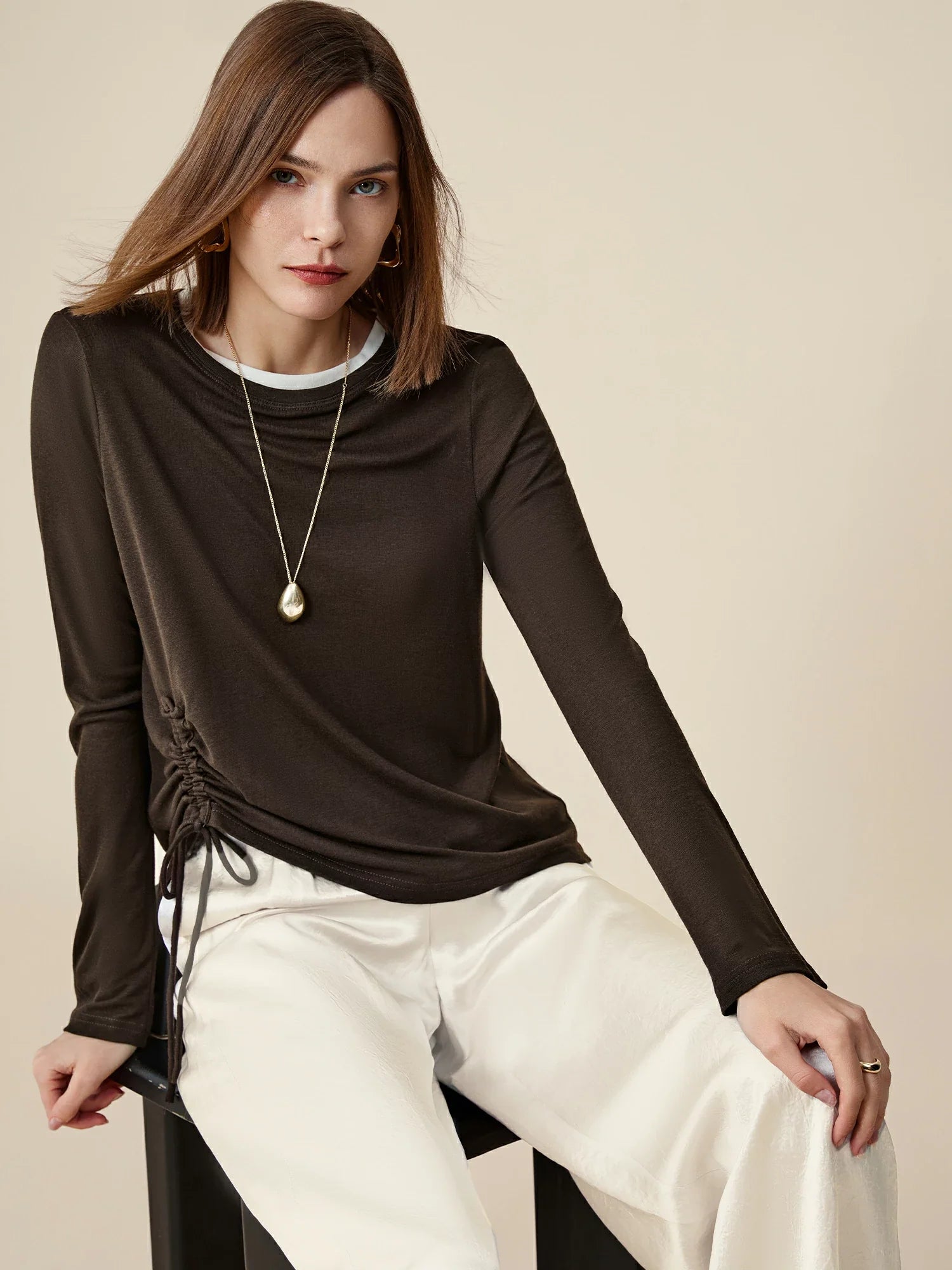 Levauro Lyocell ve Yünlü Bağcıklı Tişört