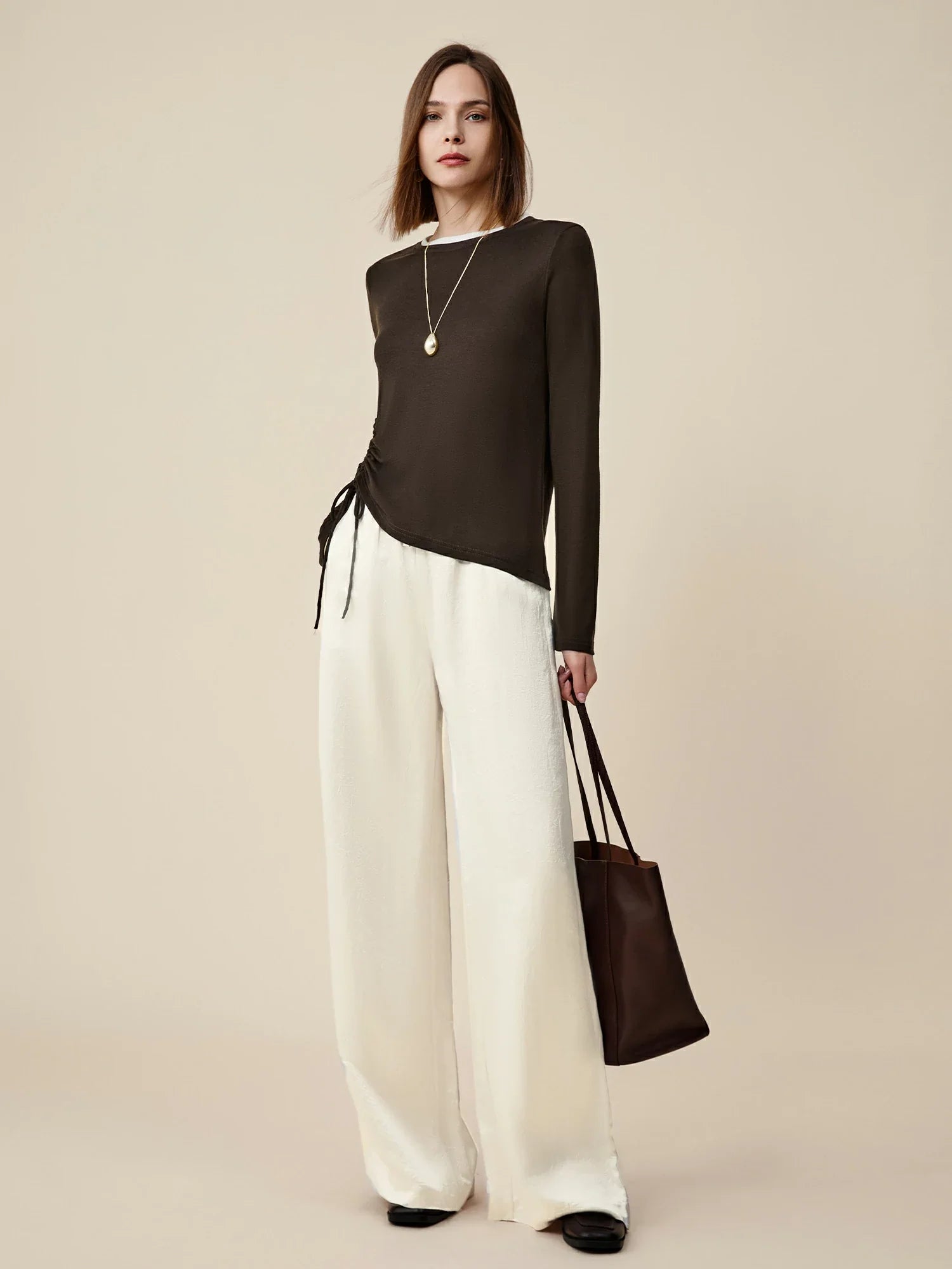 Levauro Lyocell ve Yünlü Bağcıklı Tişört