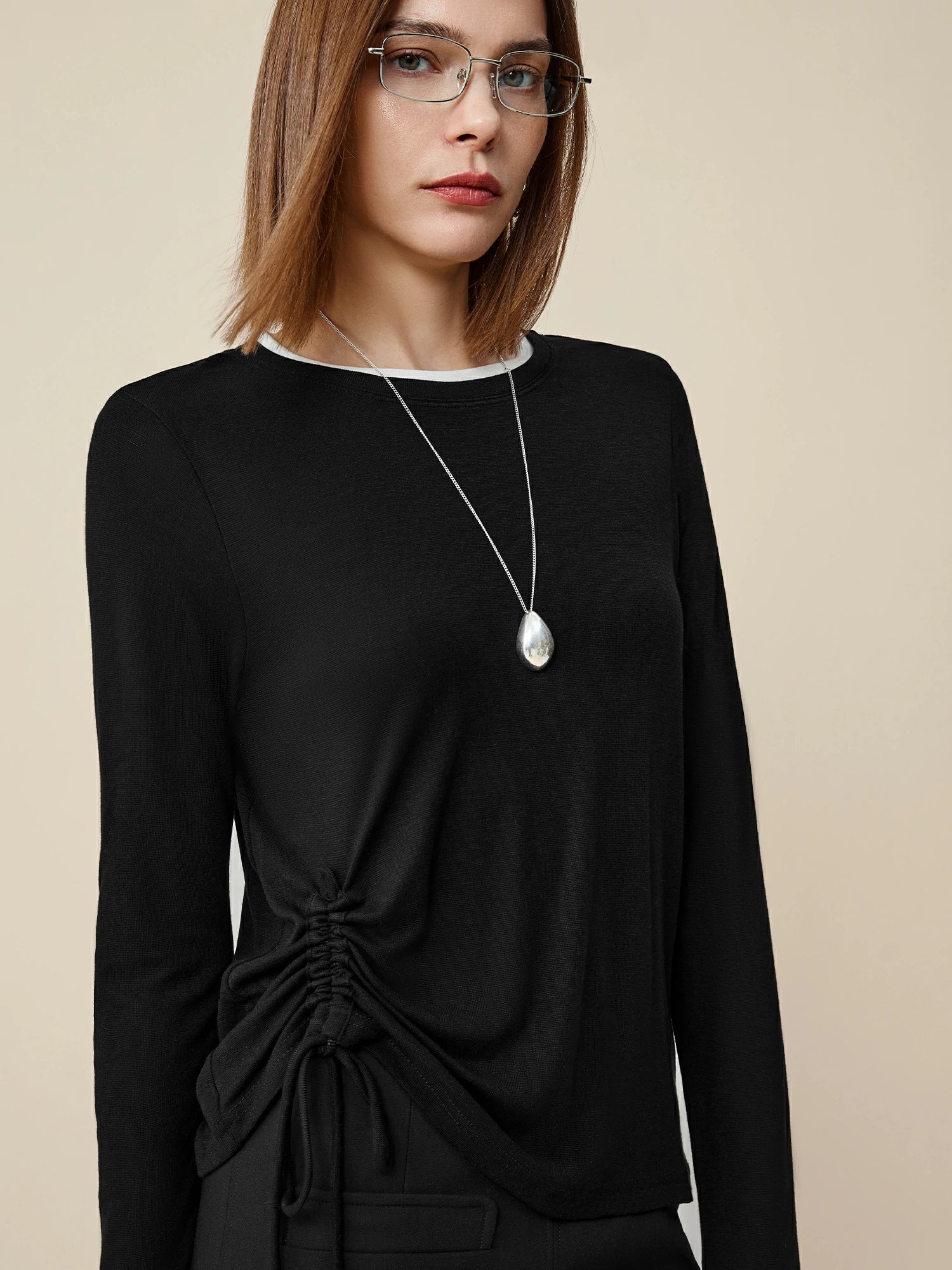 Levauro Lyocell ve Yünlü Bağcıklı Tişört