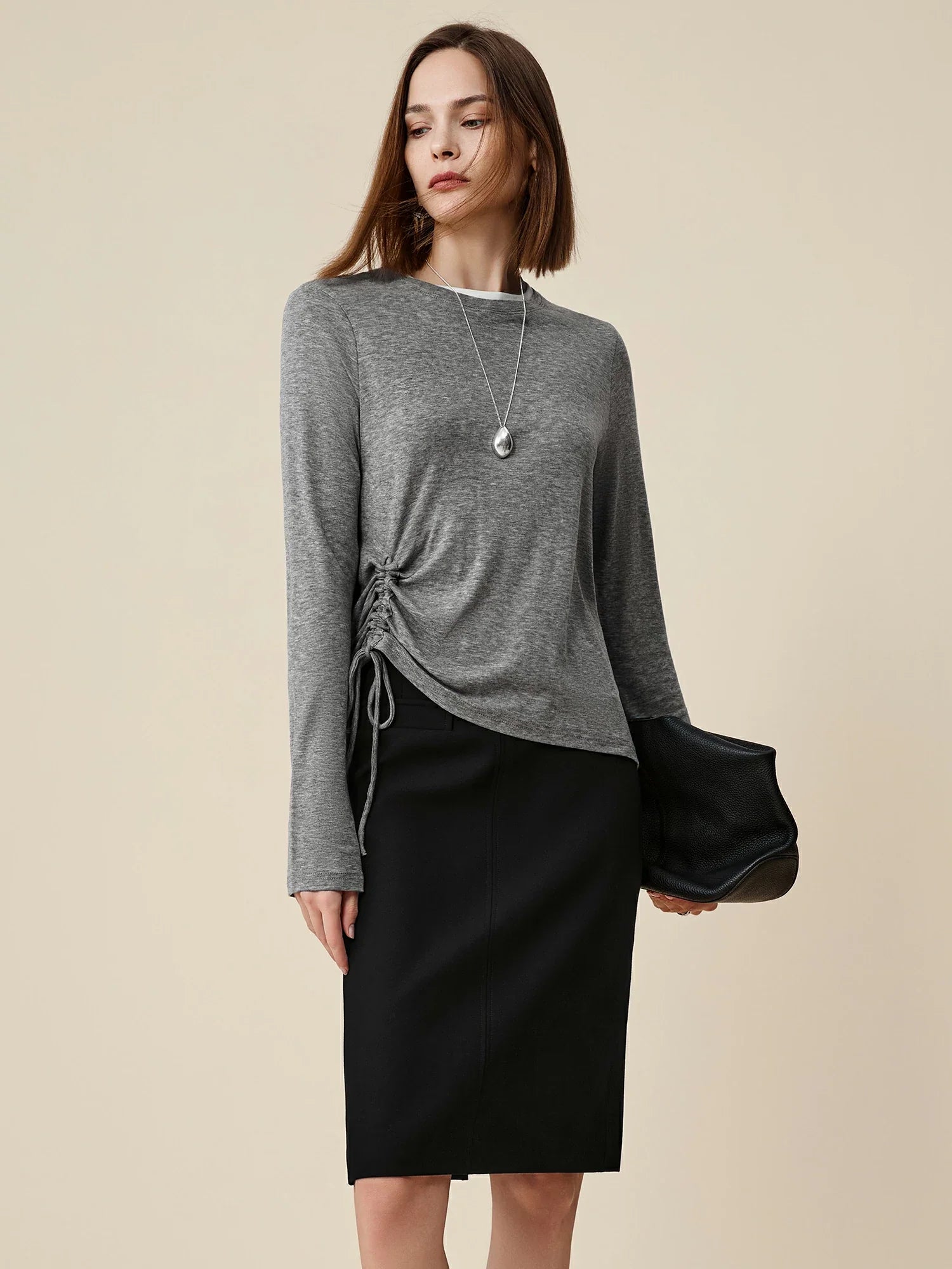 Levauro Lyocell ve Yünlü Bağcıklı Tişört