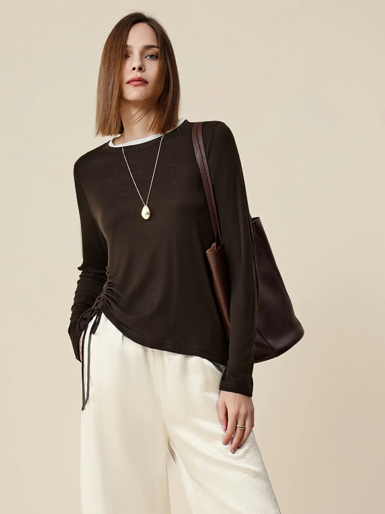 Levauro Lyocell ve Yünlü Bağcıklı Tişört