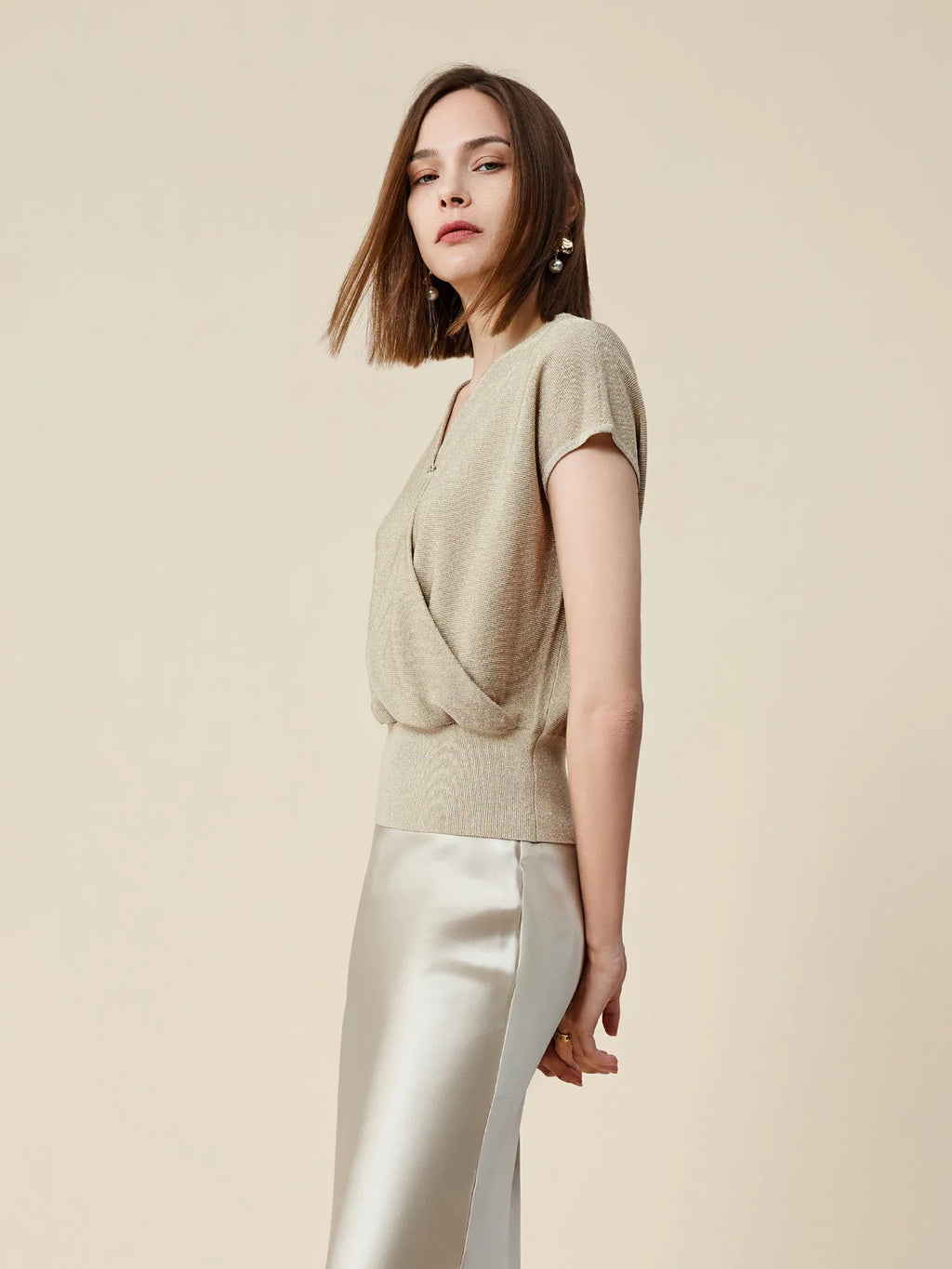 Levauro Altın Gümüş İplik Kısa Kollu Üst