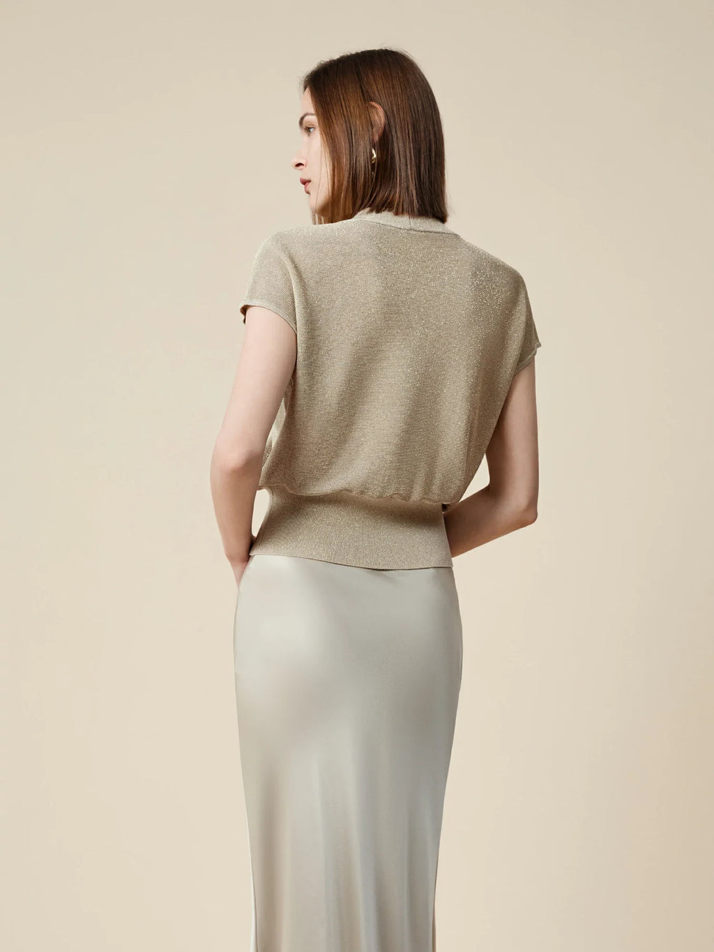 Levauro Altın Gümüş İplik Kısa Kollu Üst