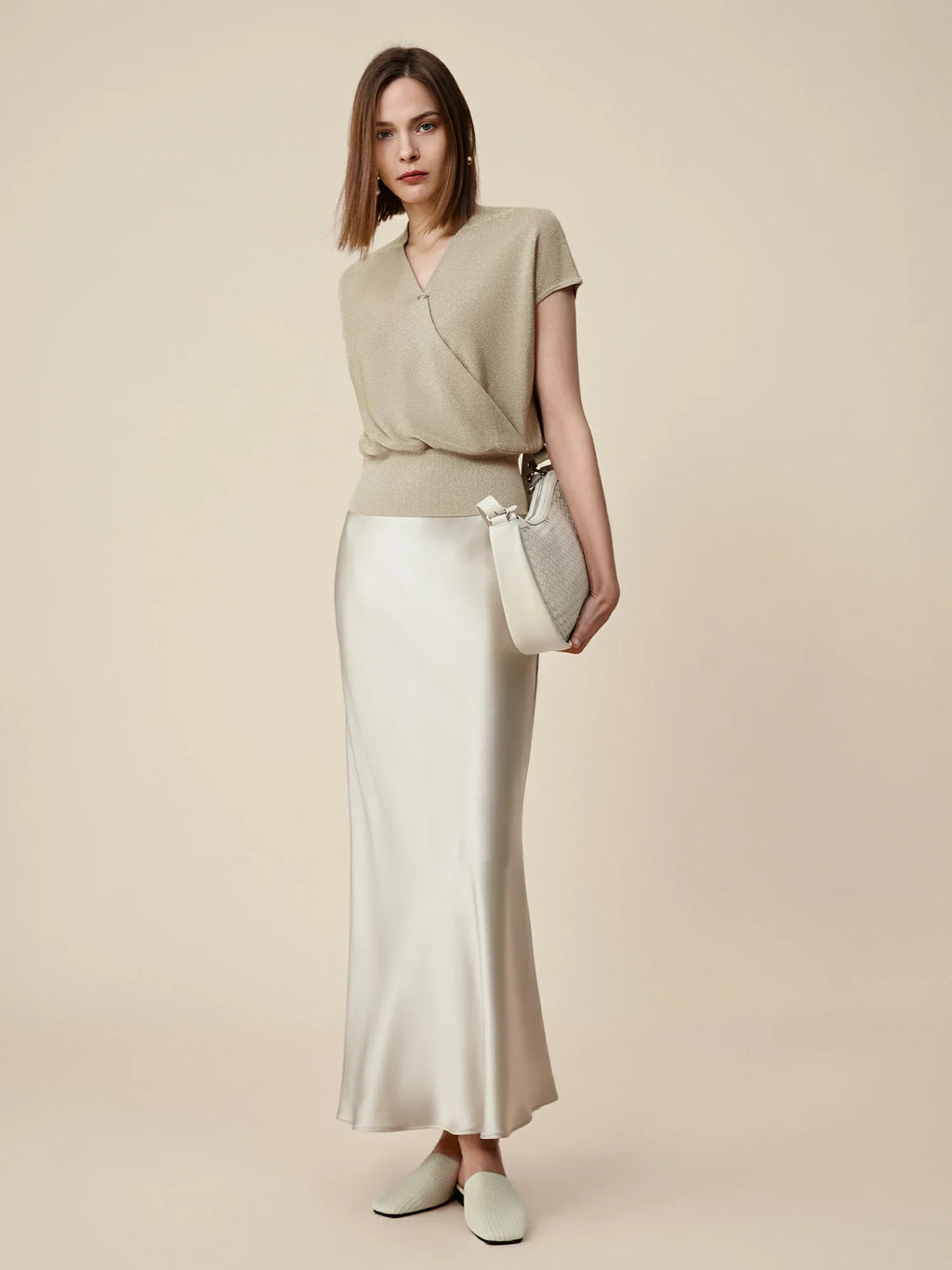 Levauro Altın Gümüş İplik Kısa Kollu Üst