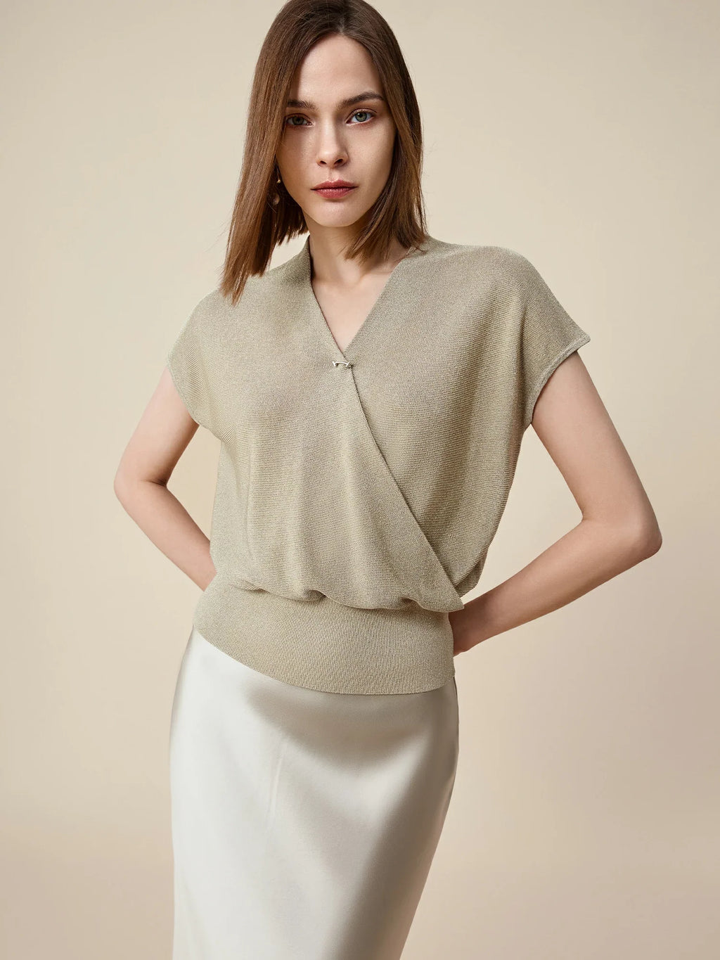 Levauro Altın Gümüş İplik Kısa Kollu Üst