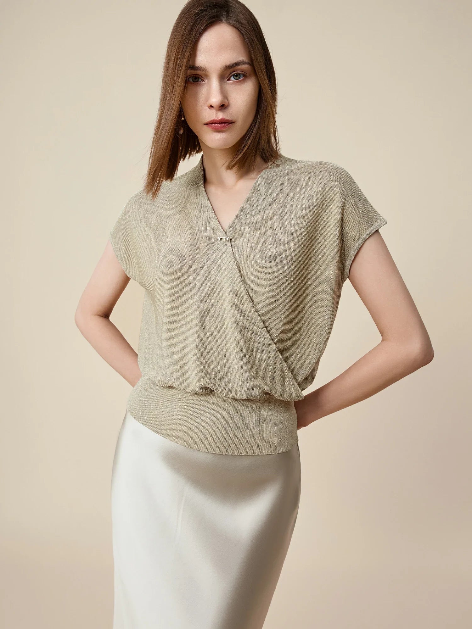 Levauro Altın Gümüş İplik Kısa Kollu Üst