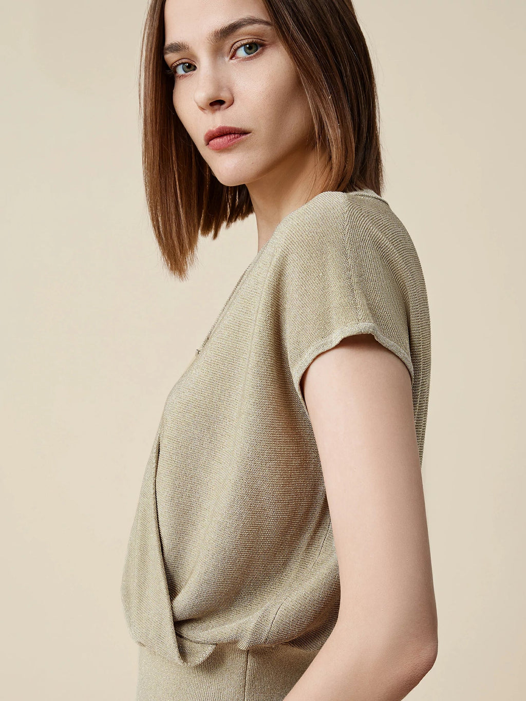 Levauro Altın Gümüş İplik Kısa Kollu Üst