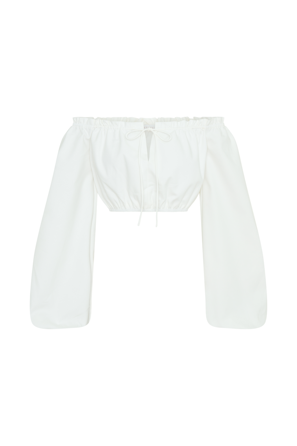 Levauro  Salome Düşük Omuz Crop Top - Beyaz