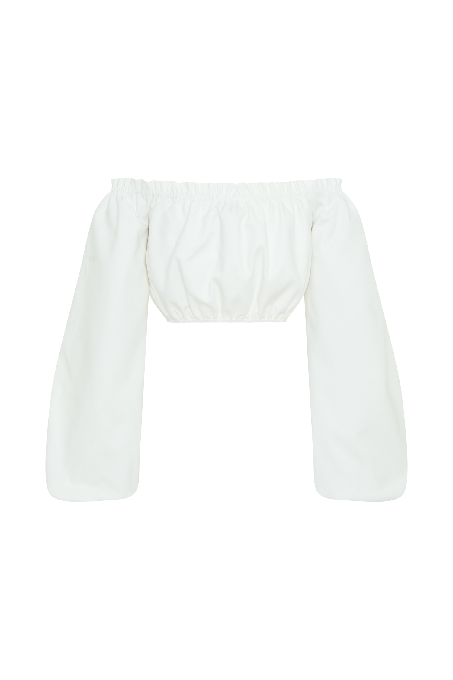 Levauro  Salome Düşük Omuz Crop Top - Beyaz