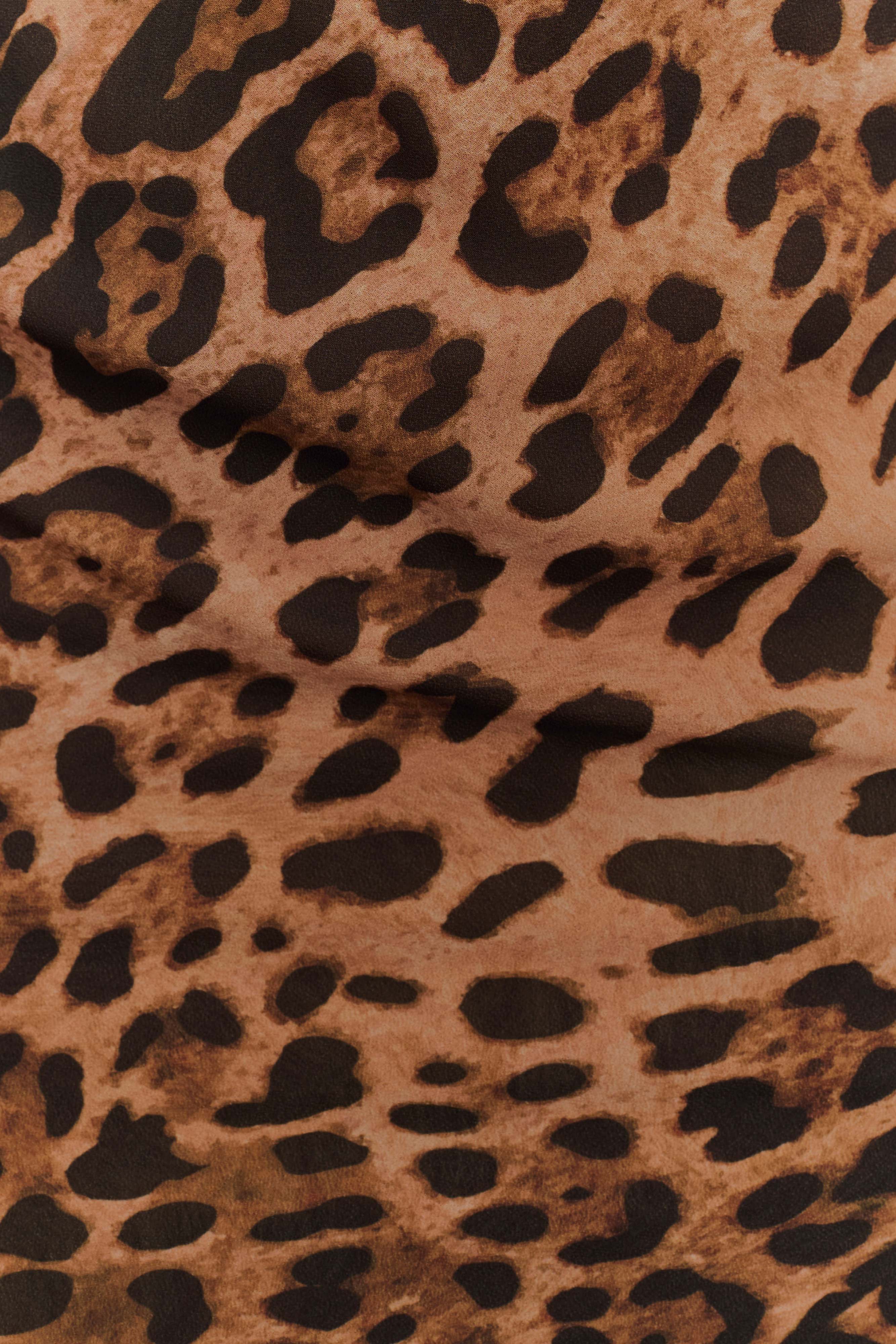 Levauro Breanna Straplez Şifon Maxi Elbise - Leopar Desenli