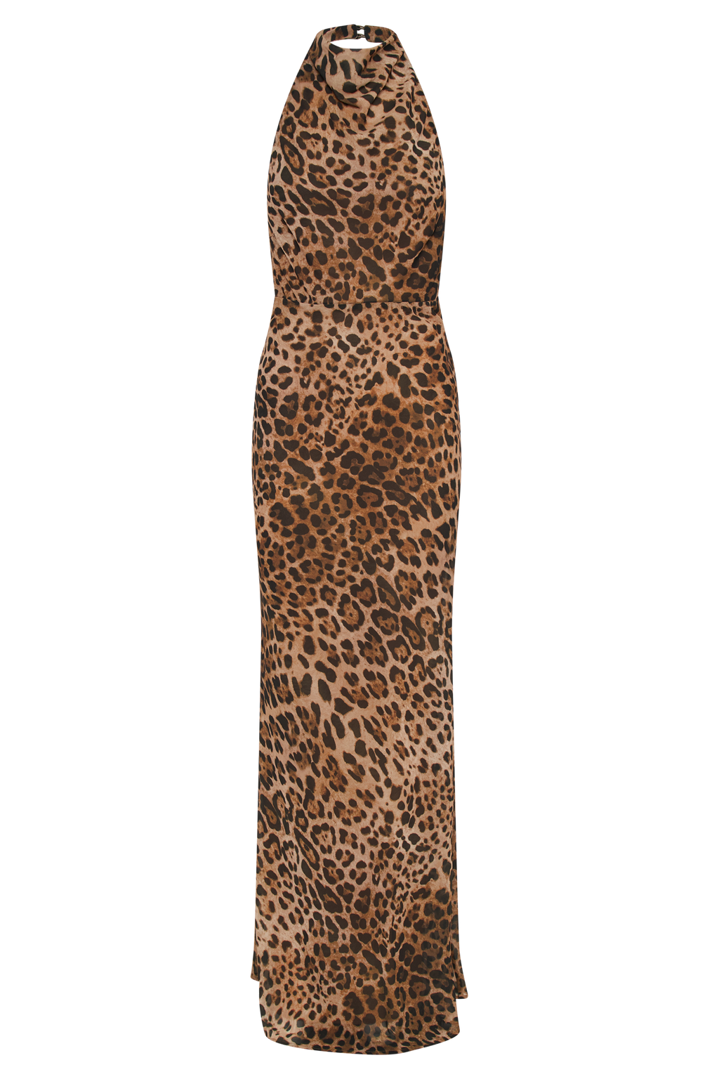 Levauro  Estella Şifon Kukuletalı Maxi Elbise - Leopar Desenli