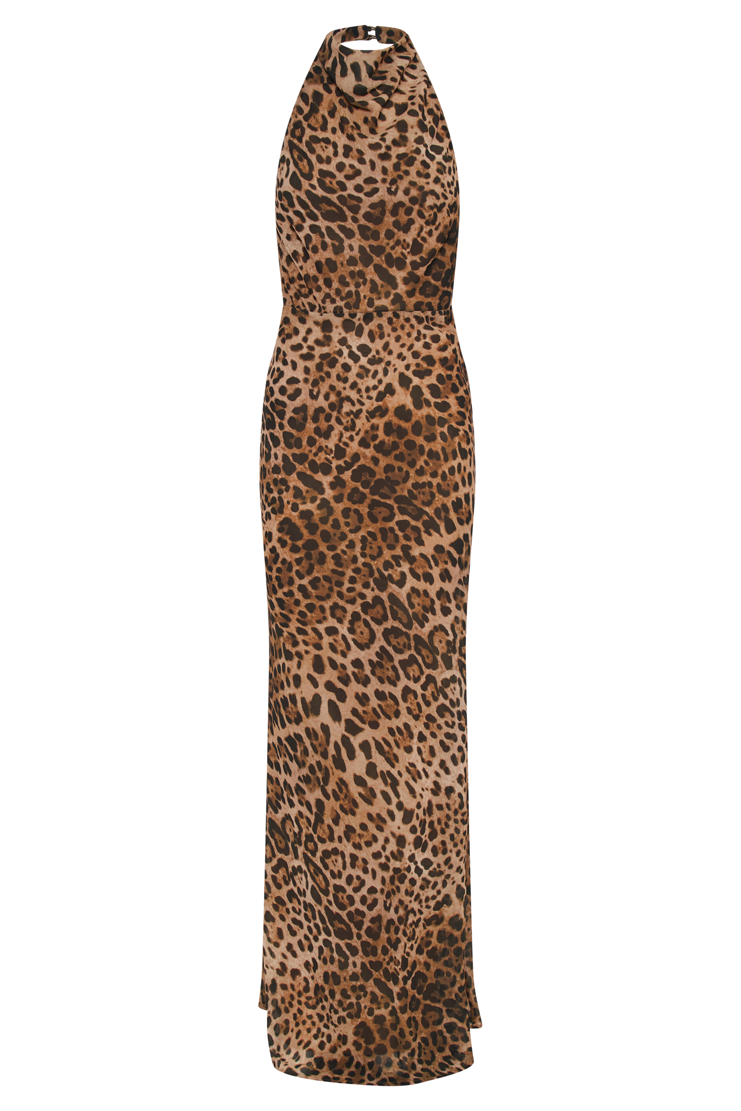 Levauro  Estella Şifon Kukuletalı Maxi Elbise - Leopar Desenli
