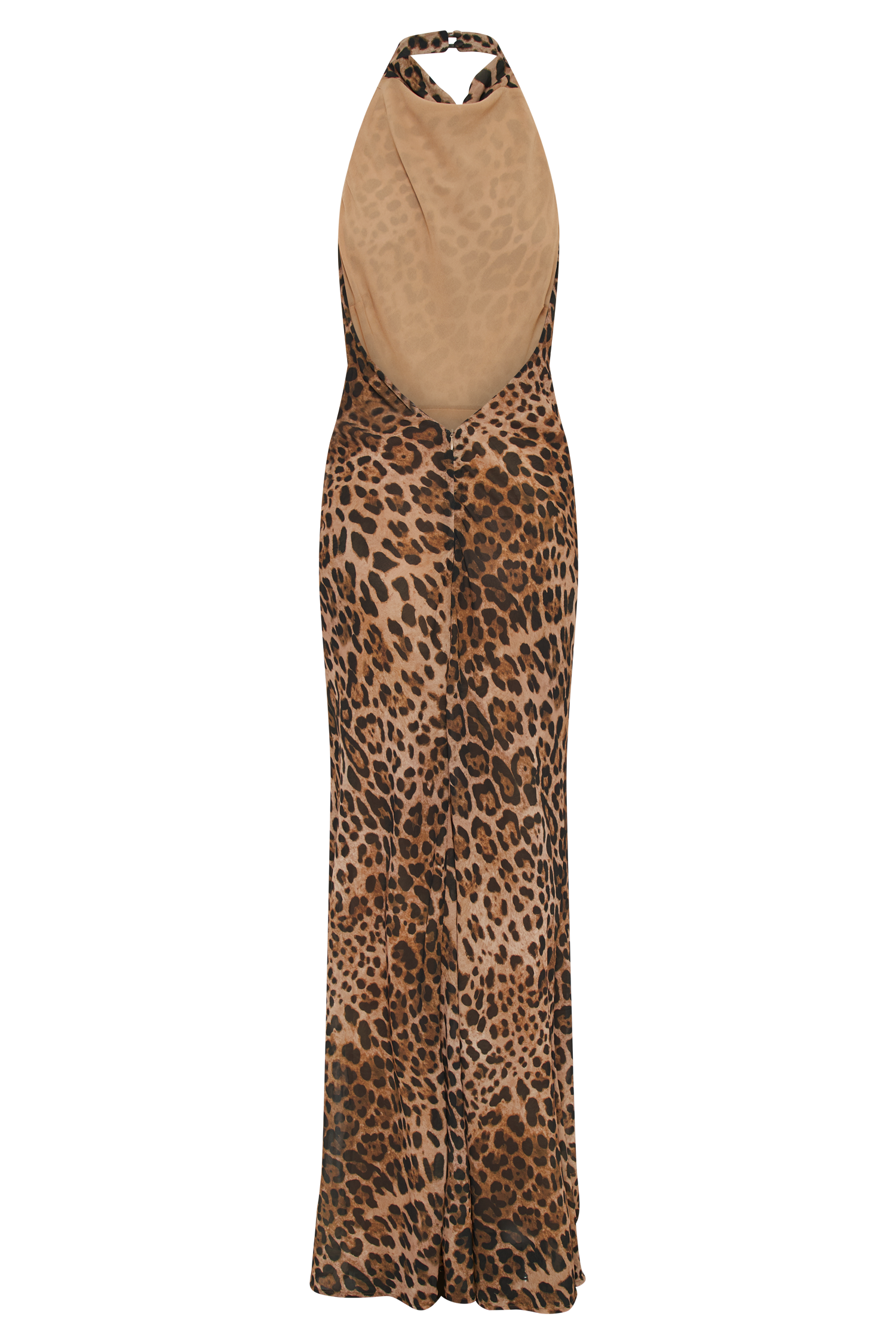 Levauro  Estella Şifon Kukuletalı Maxi Elbise - Leopar Desenli