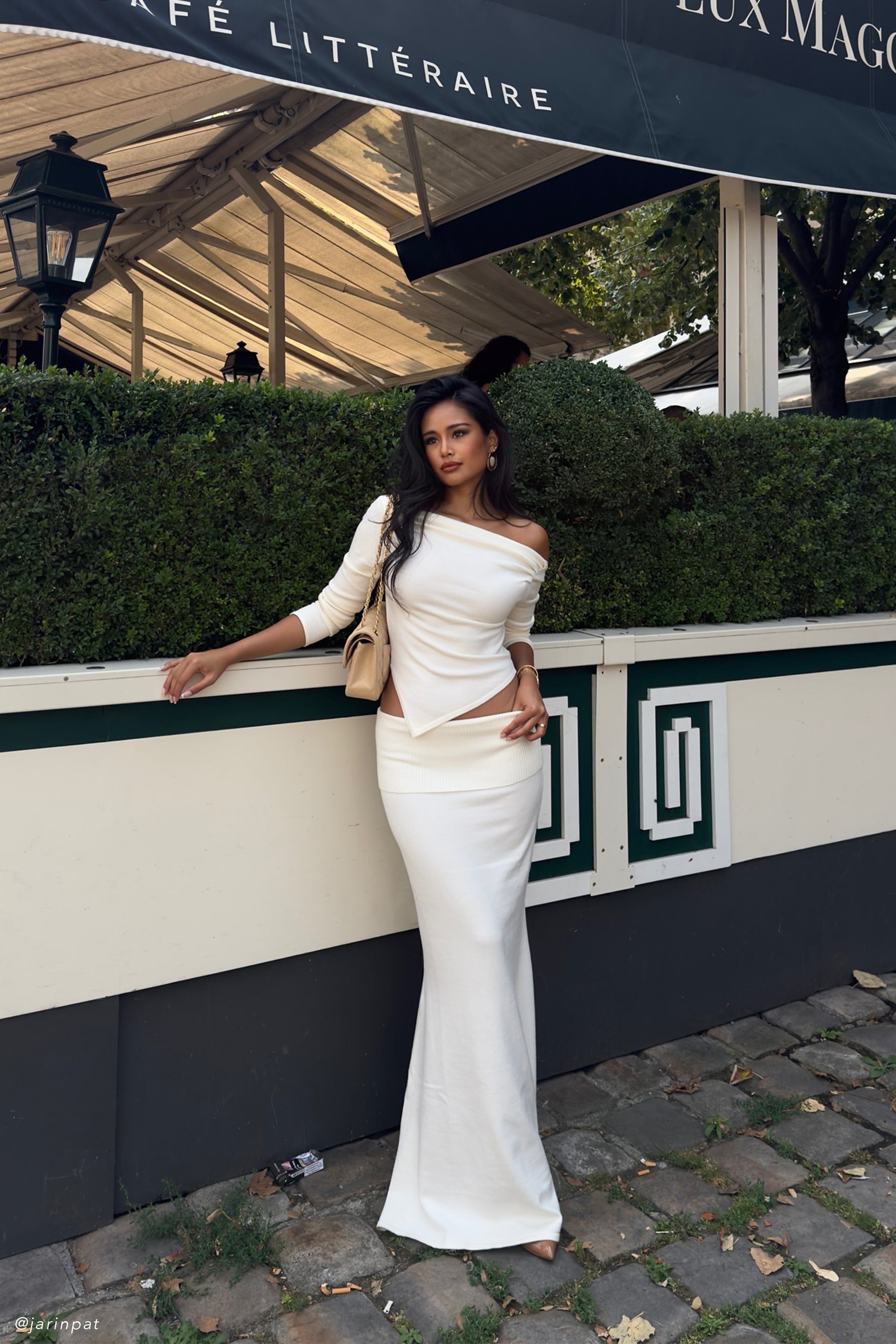 Levauro  Karlie Beli Lastikli Örgü Maxi Etek - Fildişi